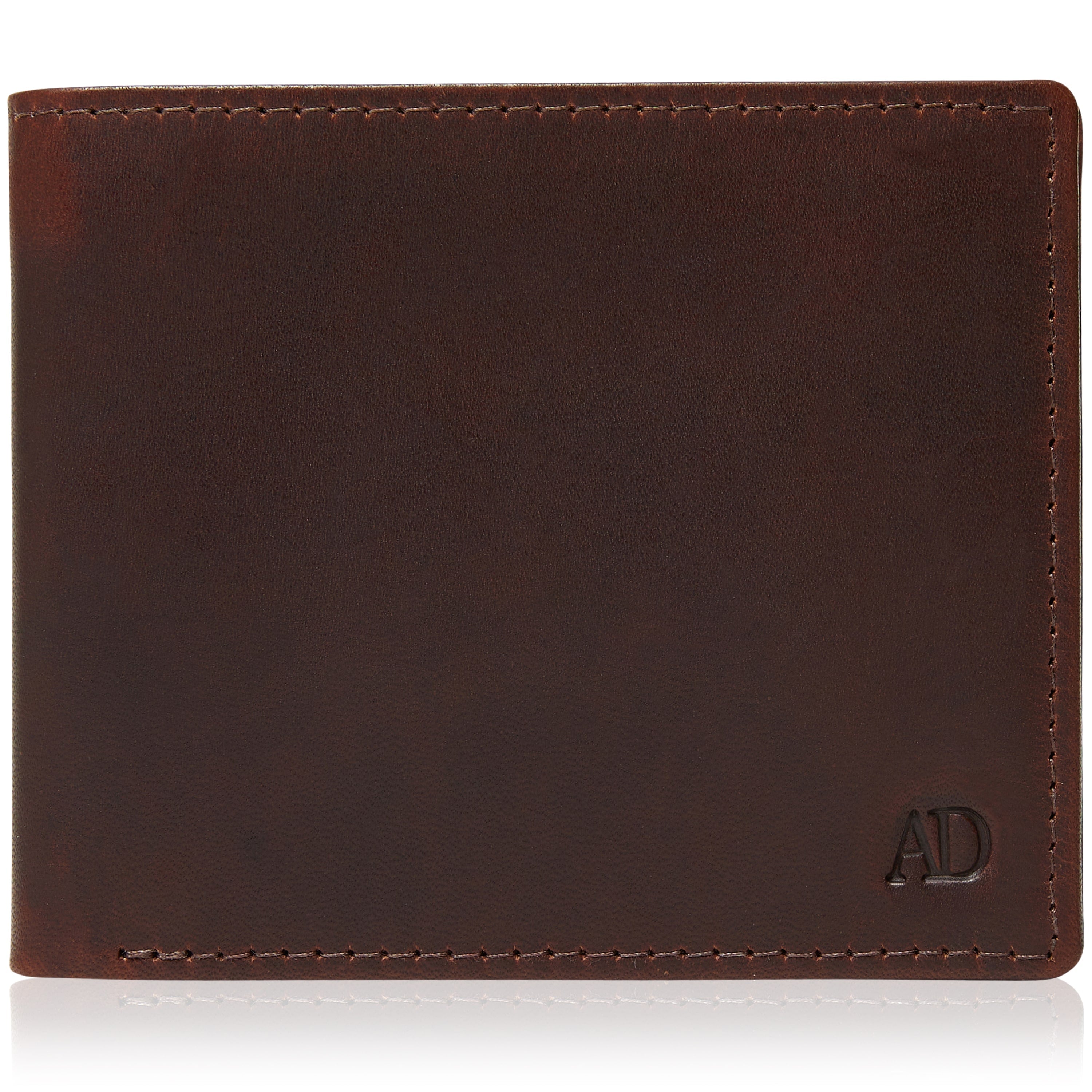 Full Grain Leather Bifold Wallet with Flip-Up ID