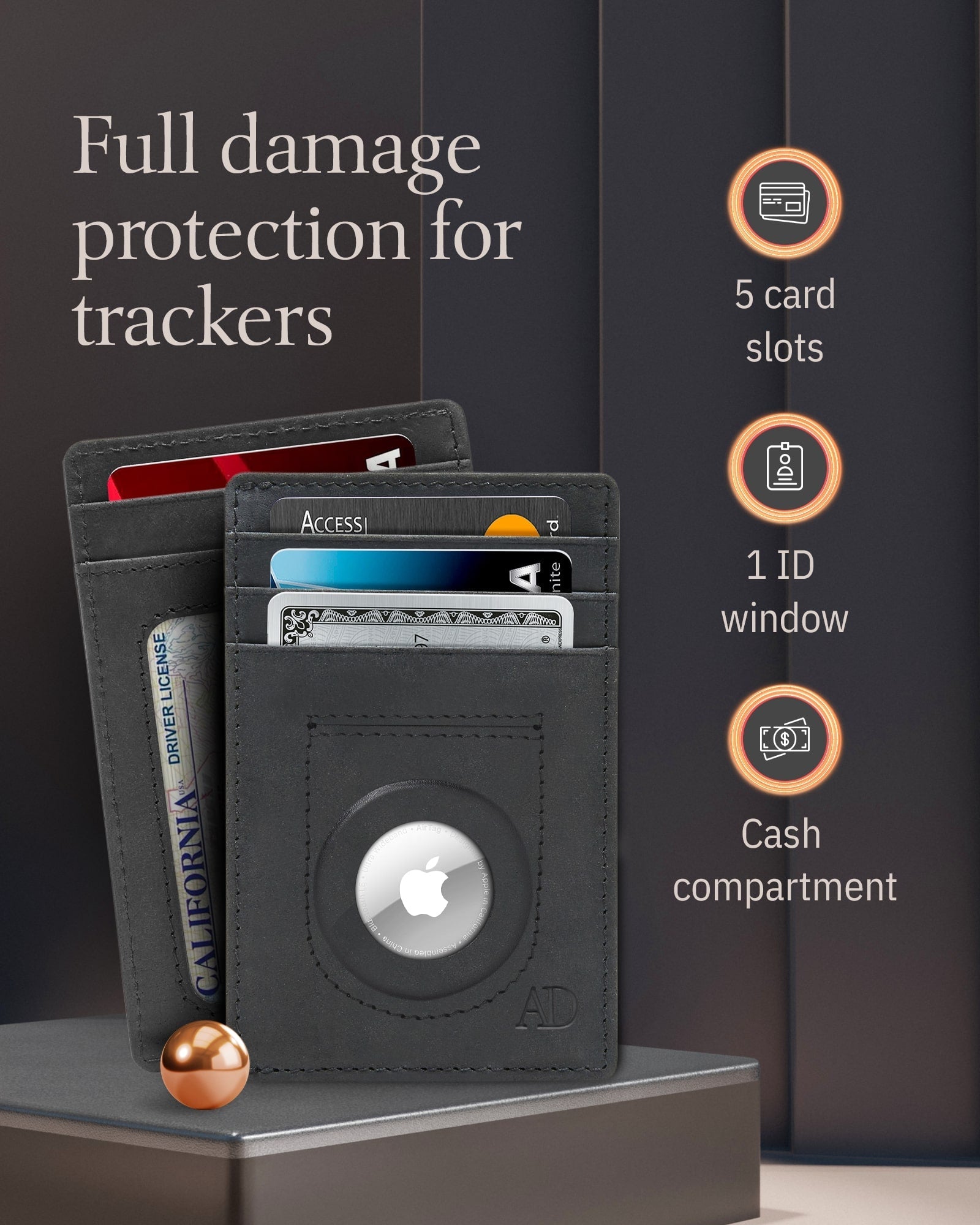 Leather Cardholder with Air Tag Pocket