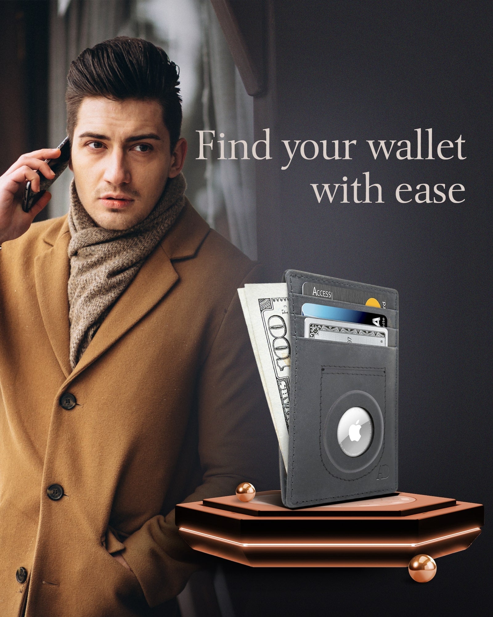Leather Cardholder with Air Tag Pocket