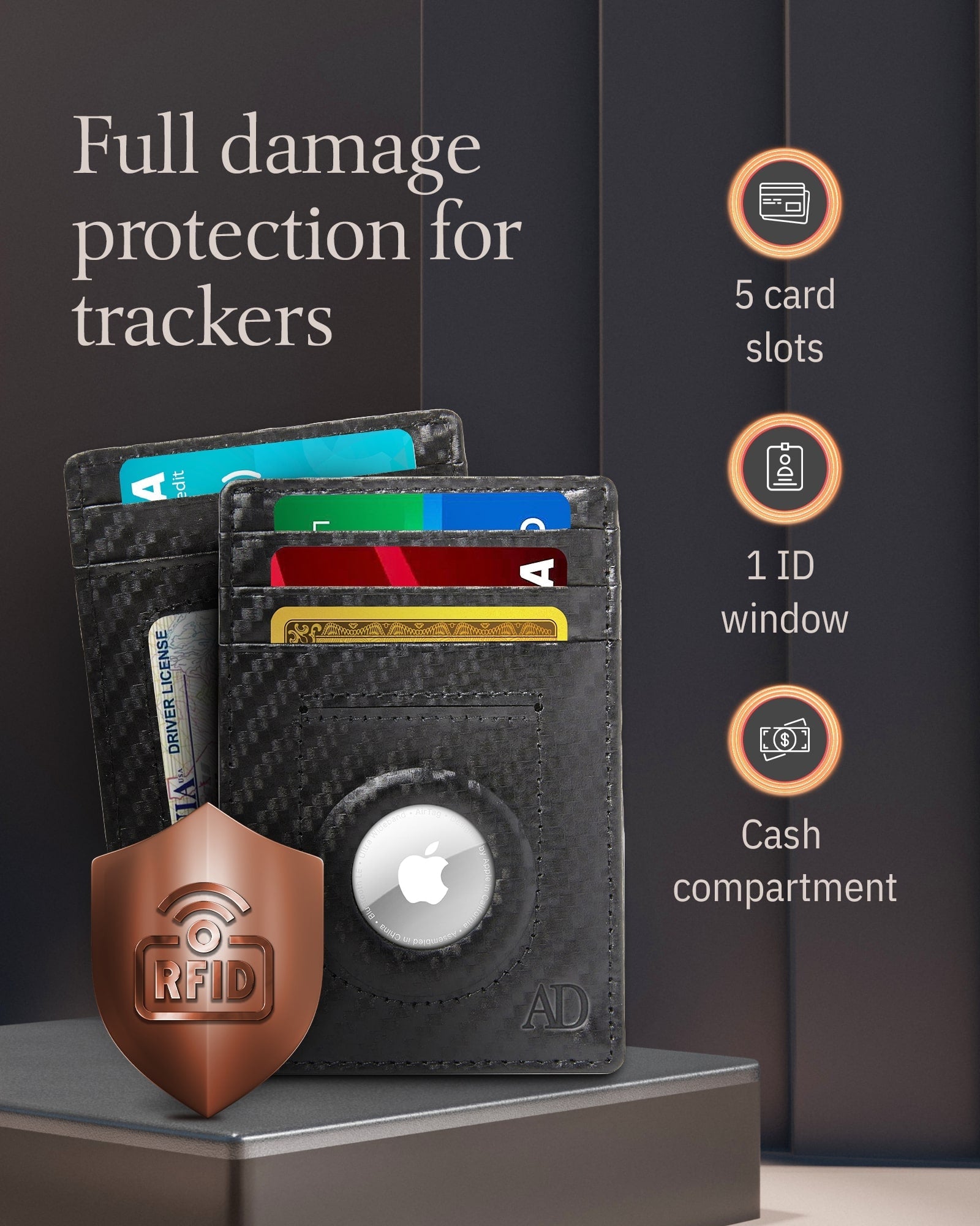 Leather Cardholder with Air Tag Pocket