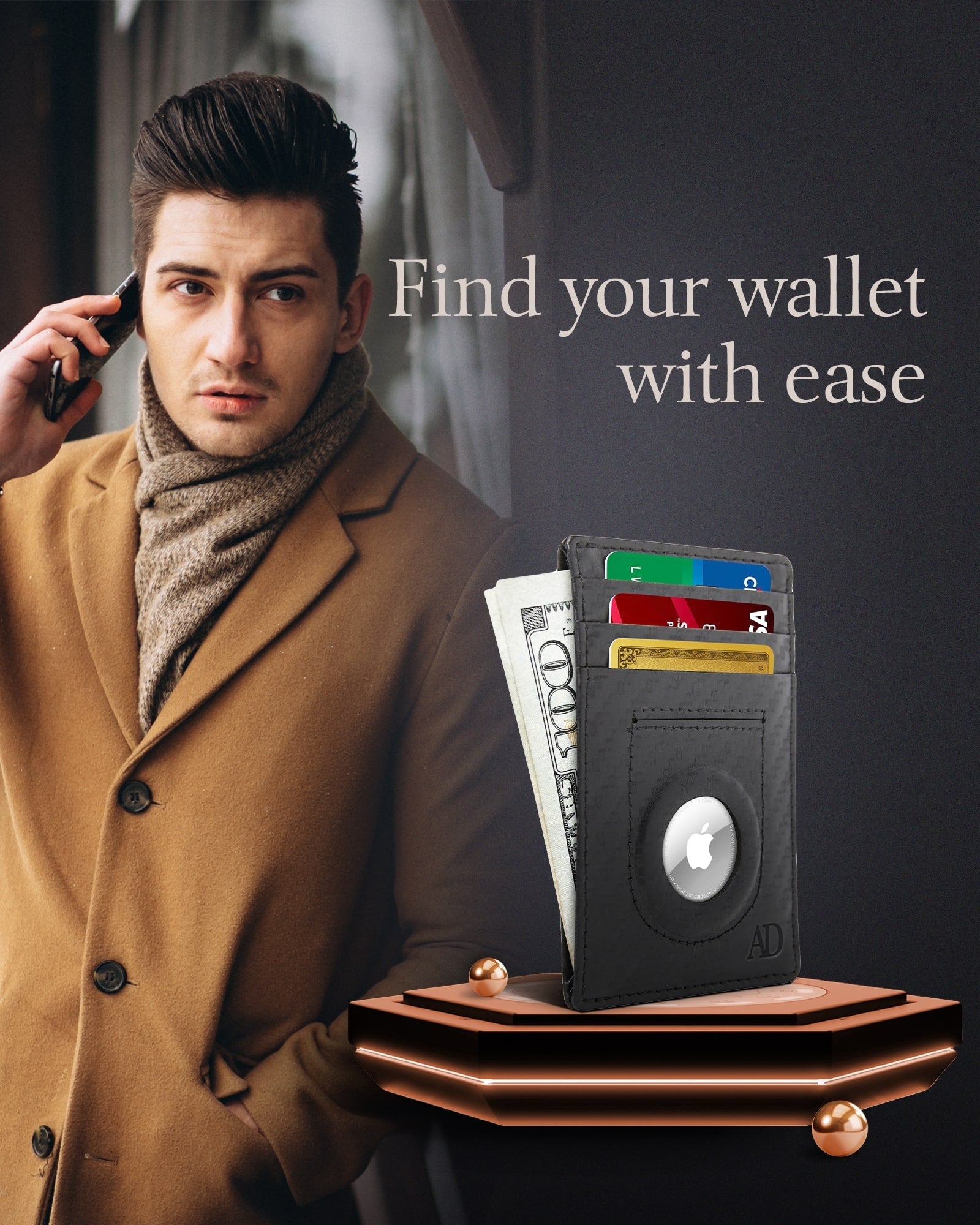 Leather Cardholder with Air Tag Pocket