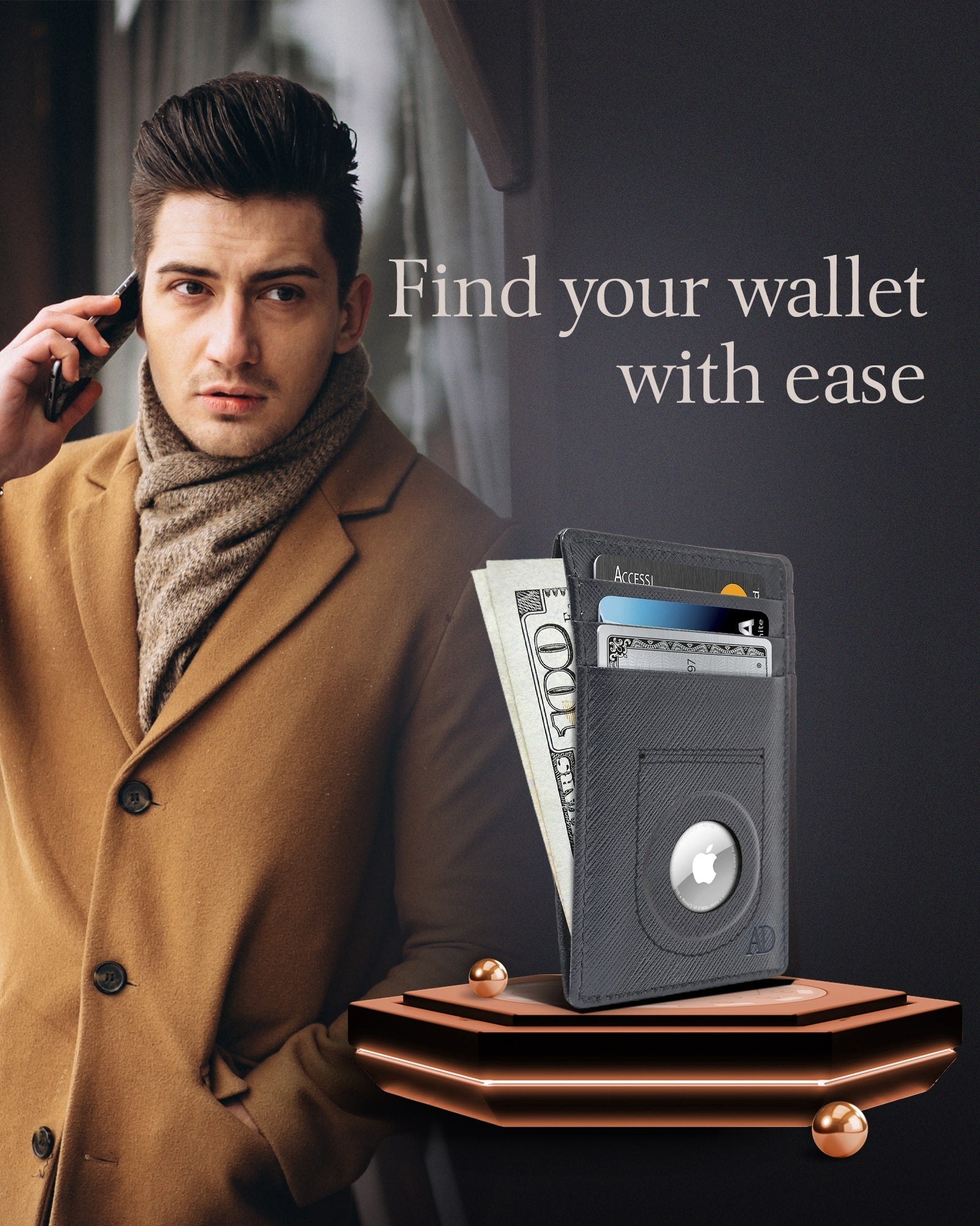 Leather Cardholder with Air Tag Pocket