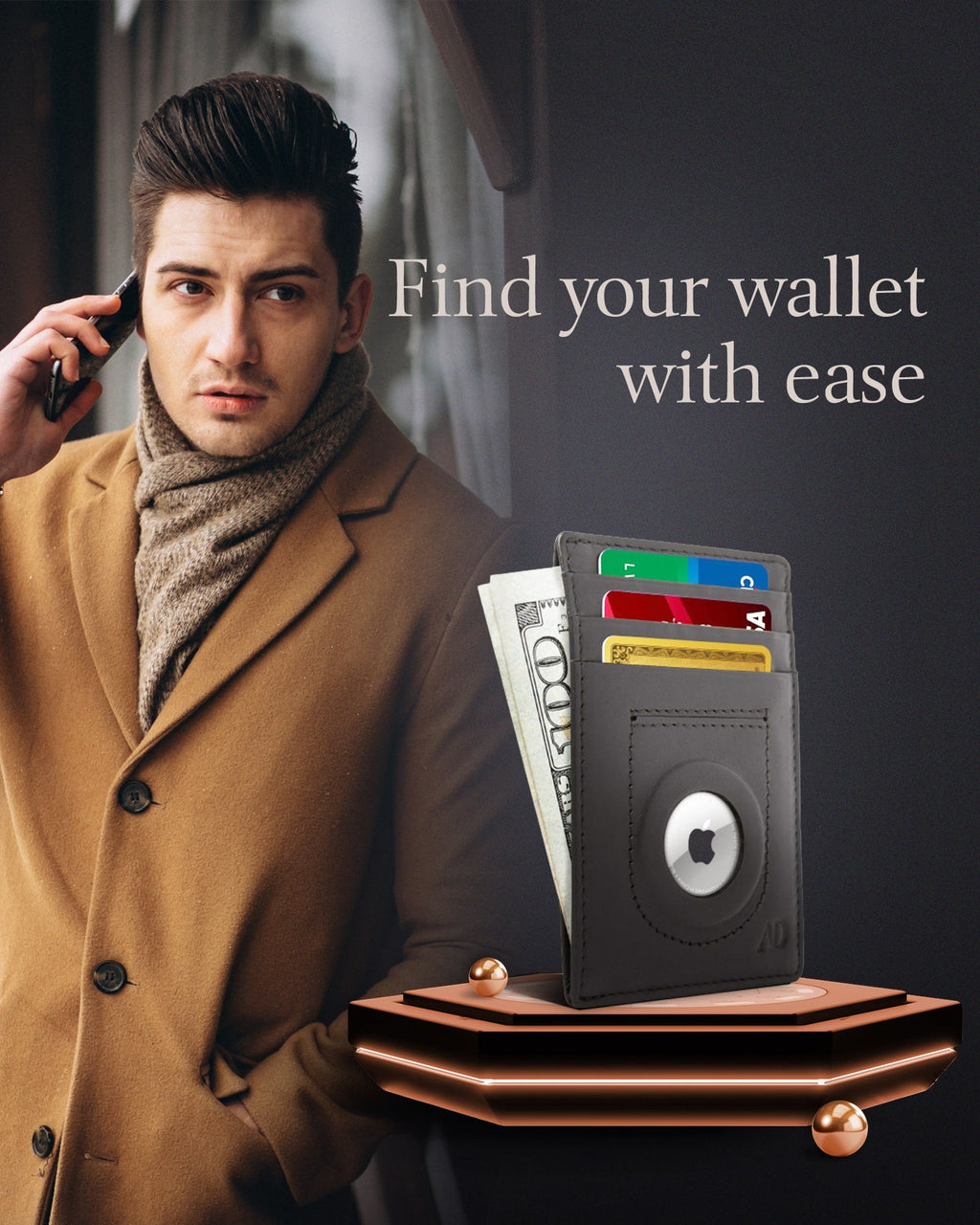 Leather Cardholder with Air Tag Pocket