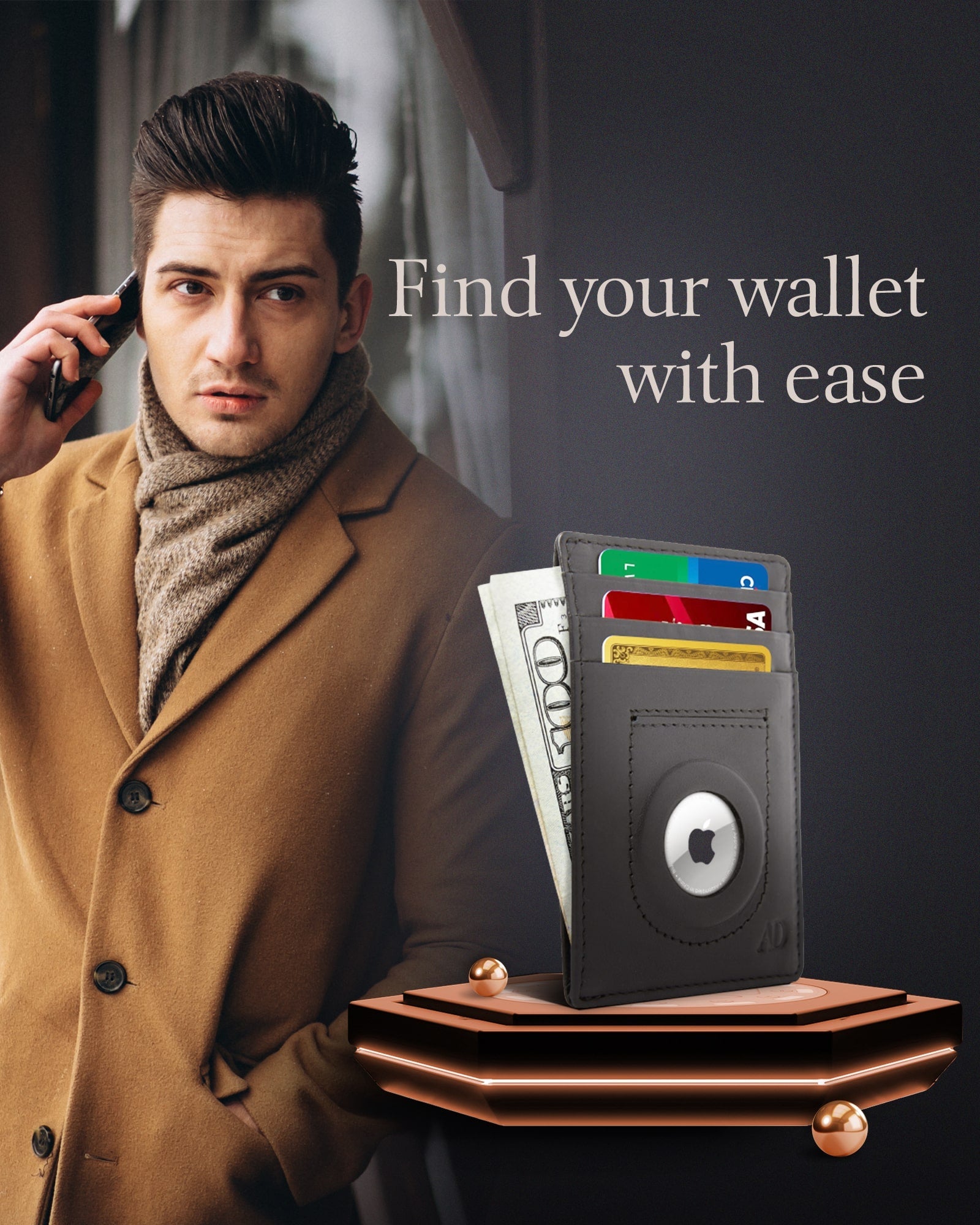 Leather Cardholder with Air Tag Pocket