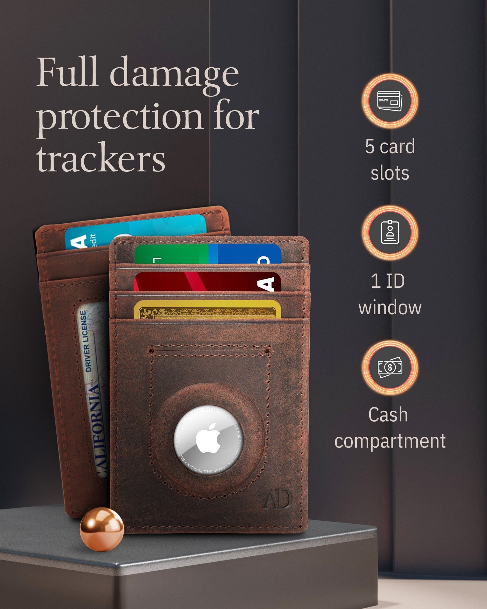 Leather Cardholder with Air Tag Pocket