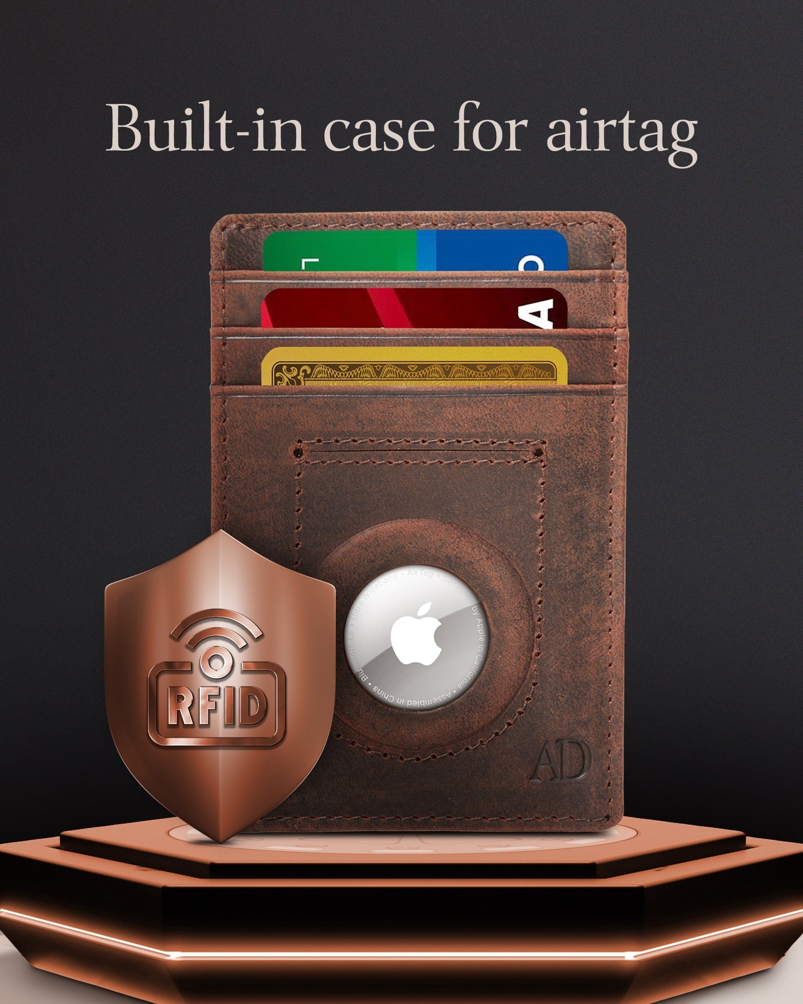 Leather Cardholder with Air Tag Pocket