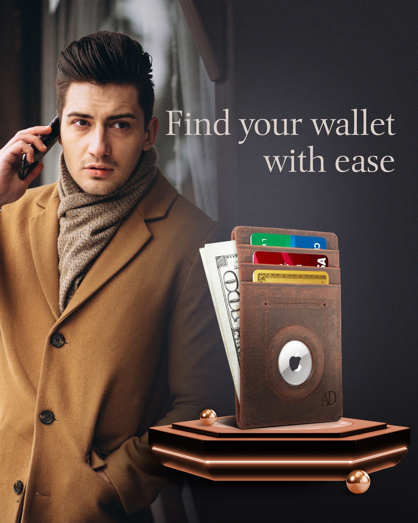 Leather Cardholder with Air Tag Pocket