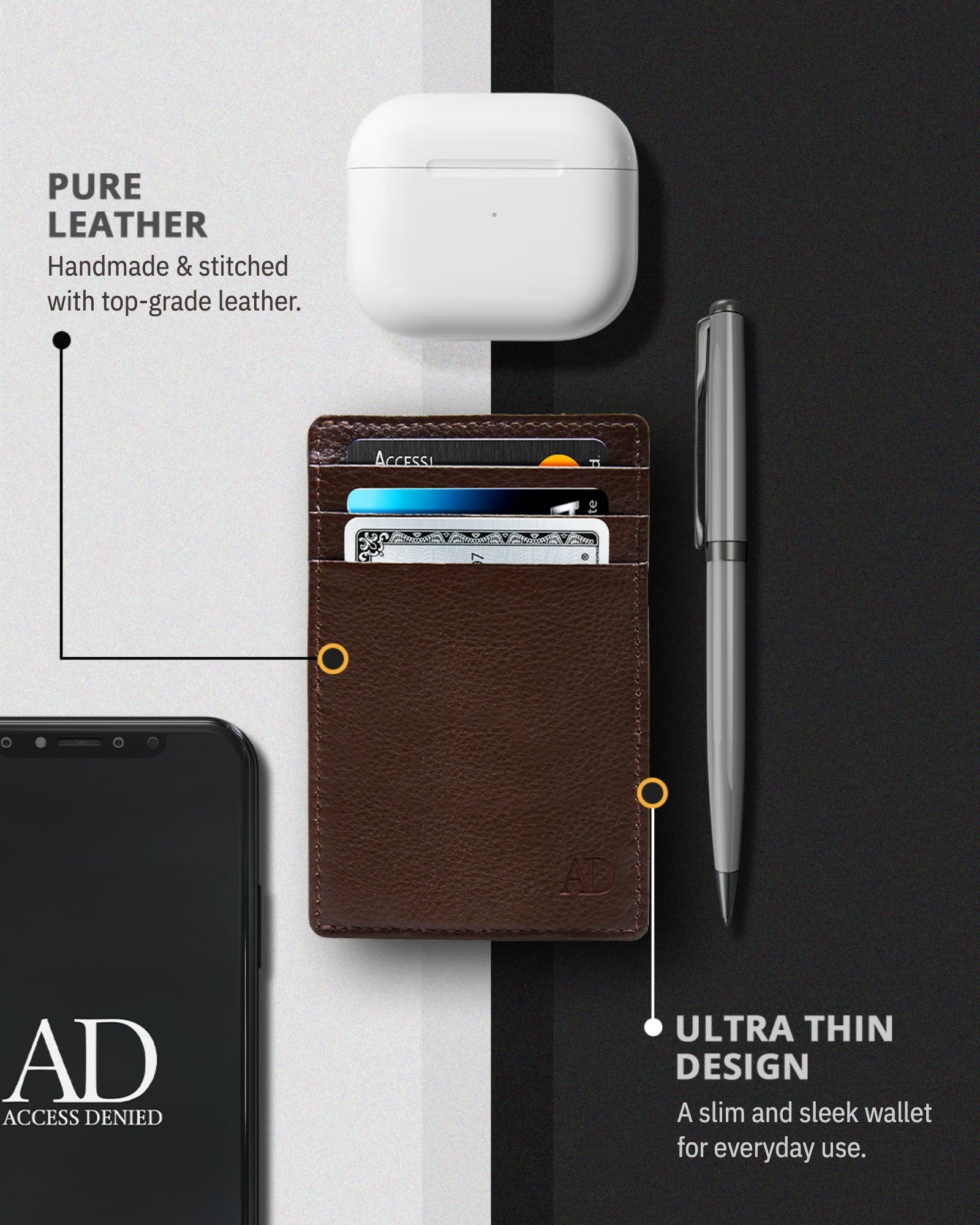 Slim Minimalist Leather Cardholder