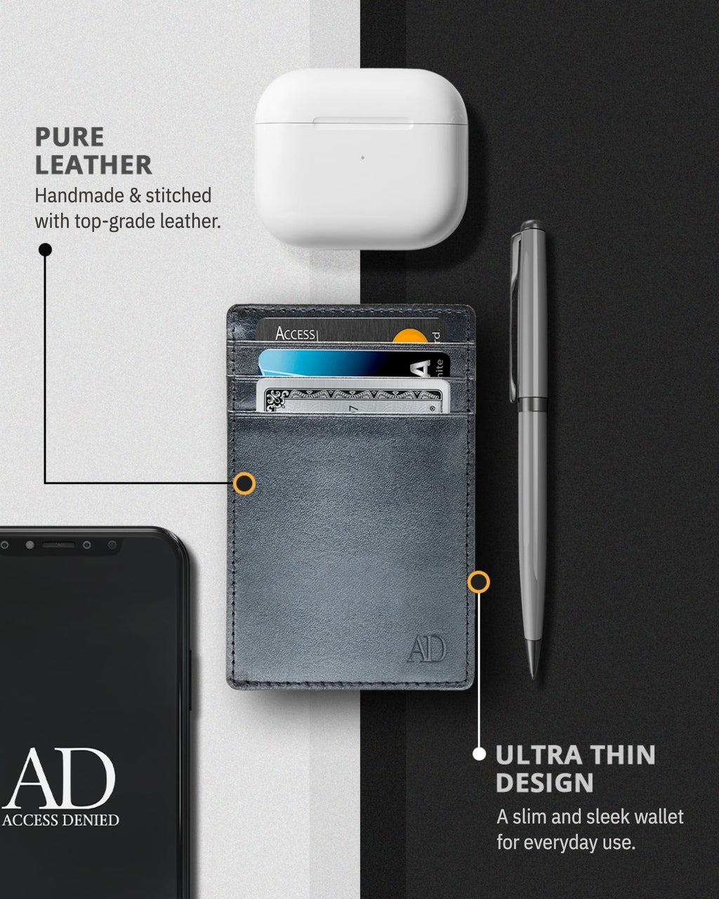 Slim Minimalist Leather Cardholder