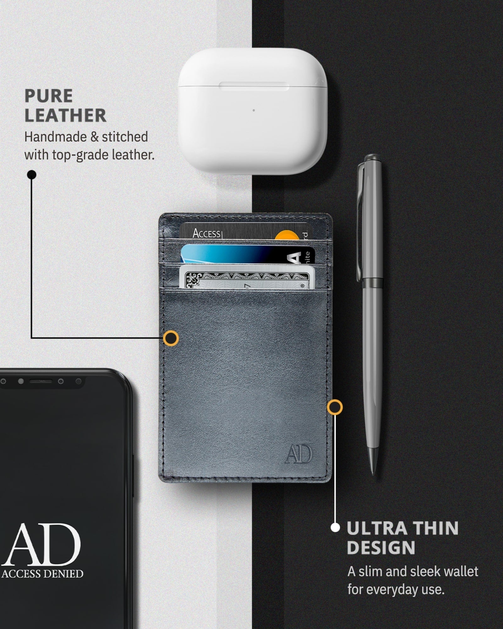 Slim Minimalist Leather Cardholder