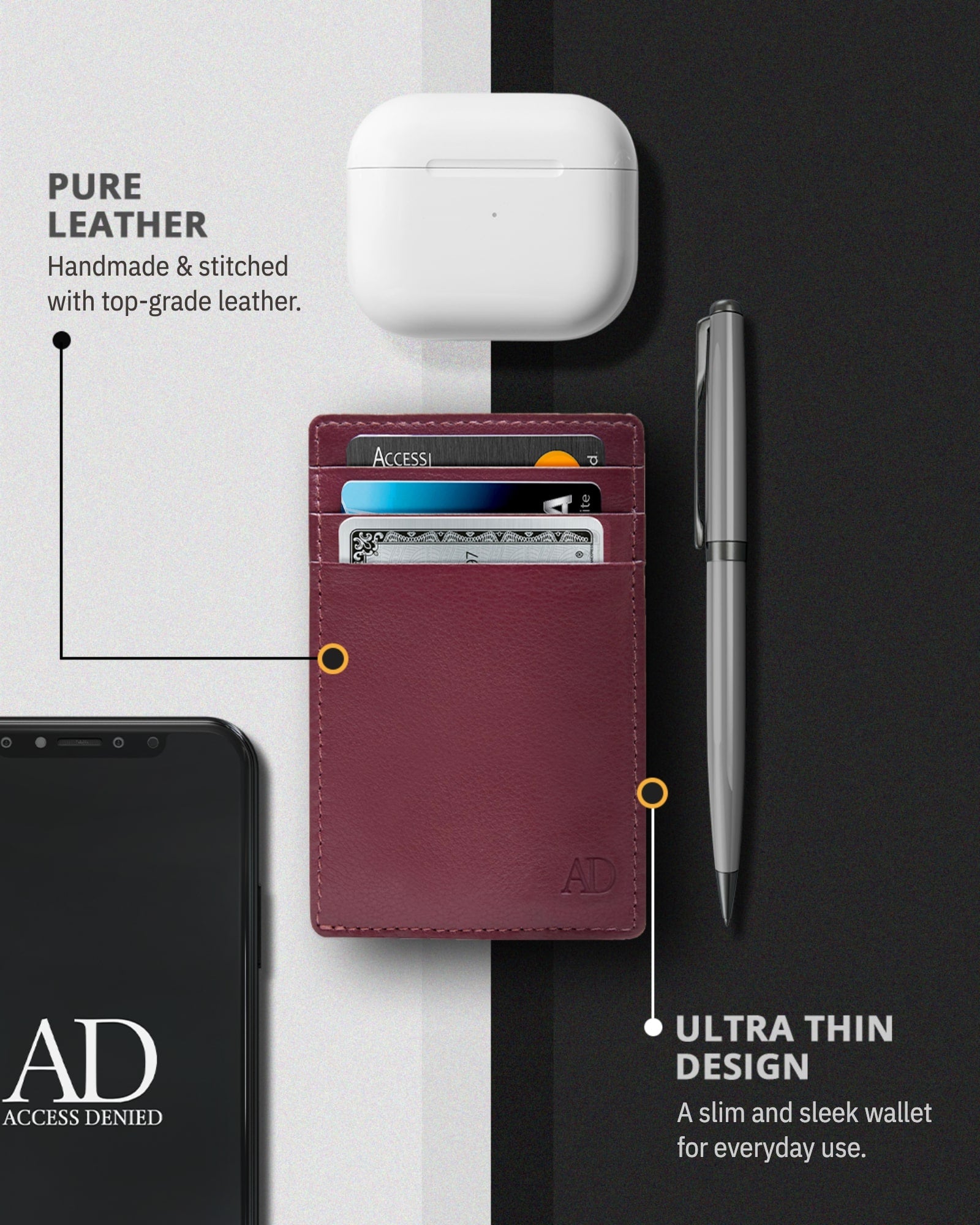 Slim Minimalist Leather Cardholder