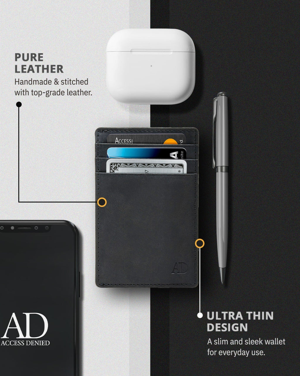 Slim Minimalist Leather Cardholder