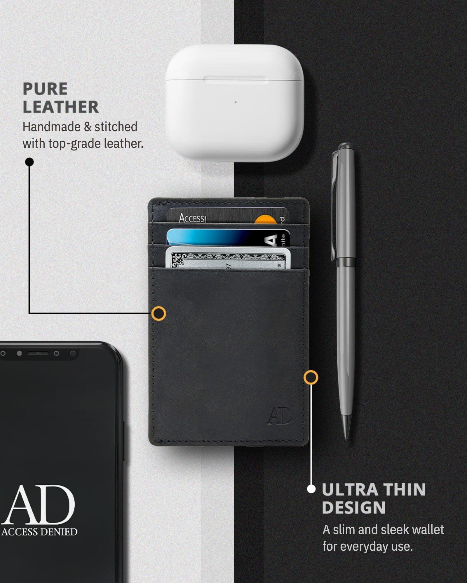 Slim Minimalist Leather Cardholder