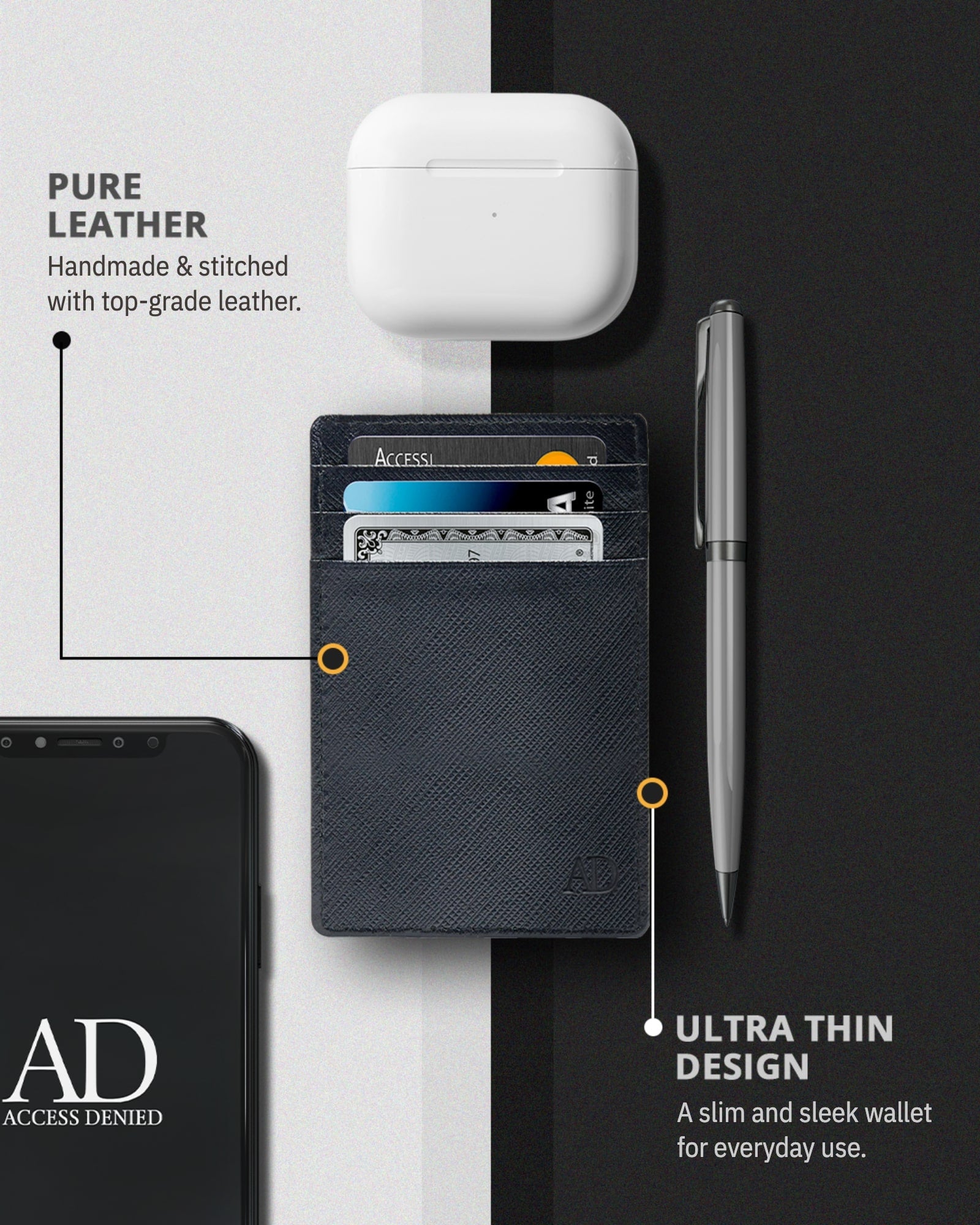 Slim Minimalist Leather Cardholder