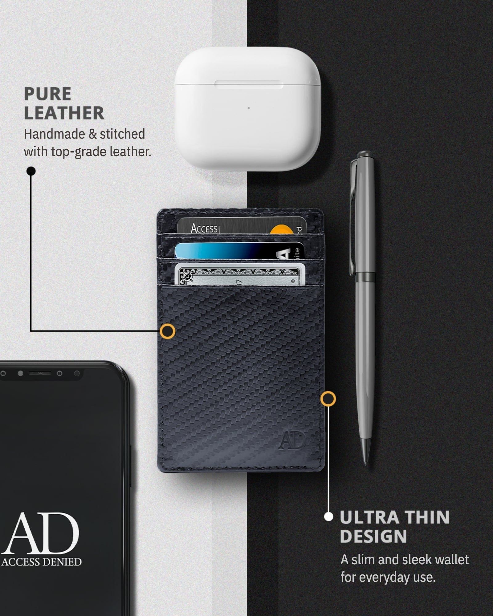 Slim Minimalist Leather Cardholder