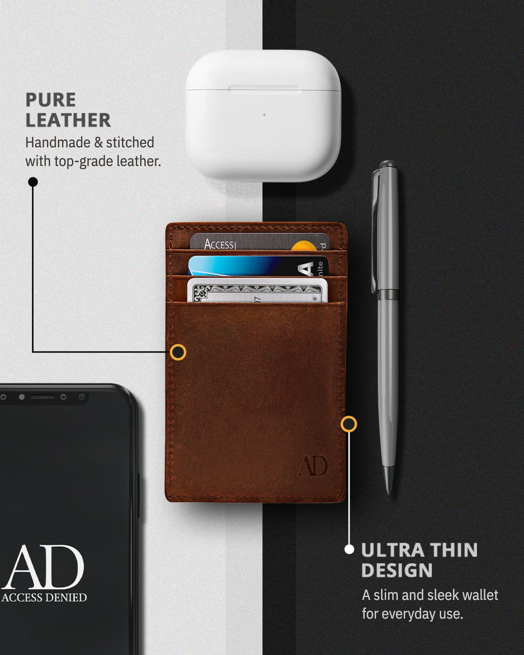 Slim Minimalist Leather Cardholder