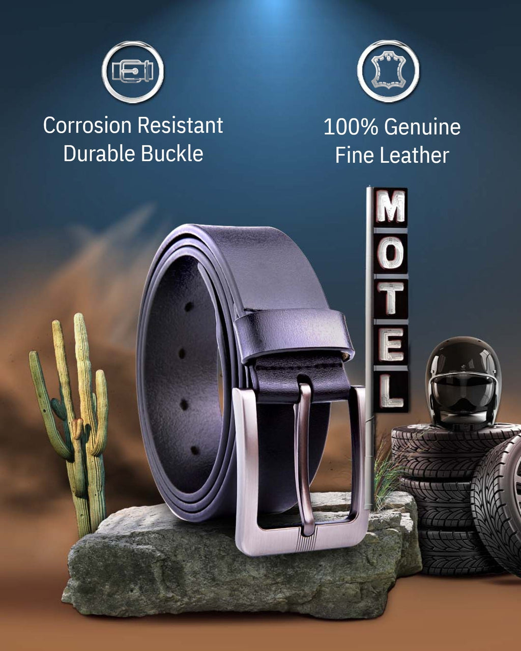Wide Genuine Leather Belt