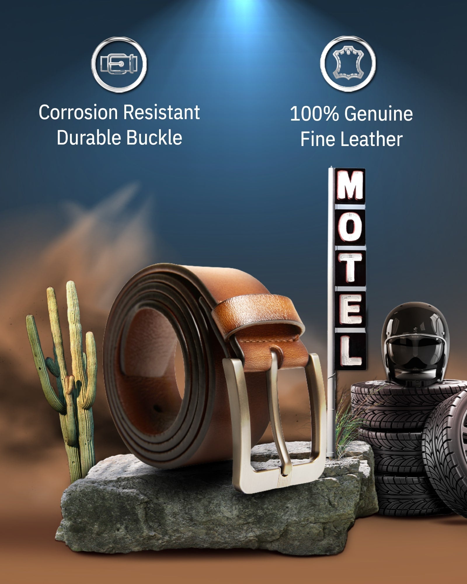 Wide Genuine Leather Belt