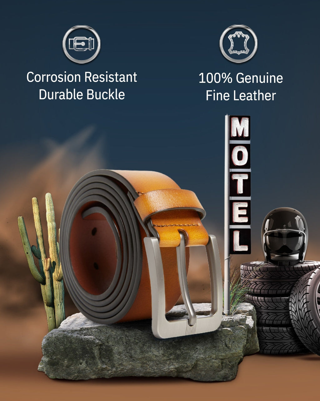 Wide Genuine Leather Belt