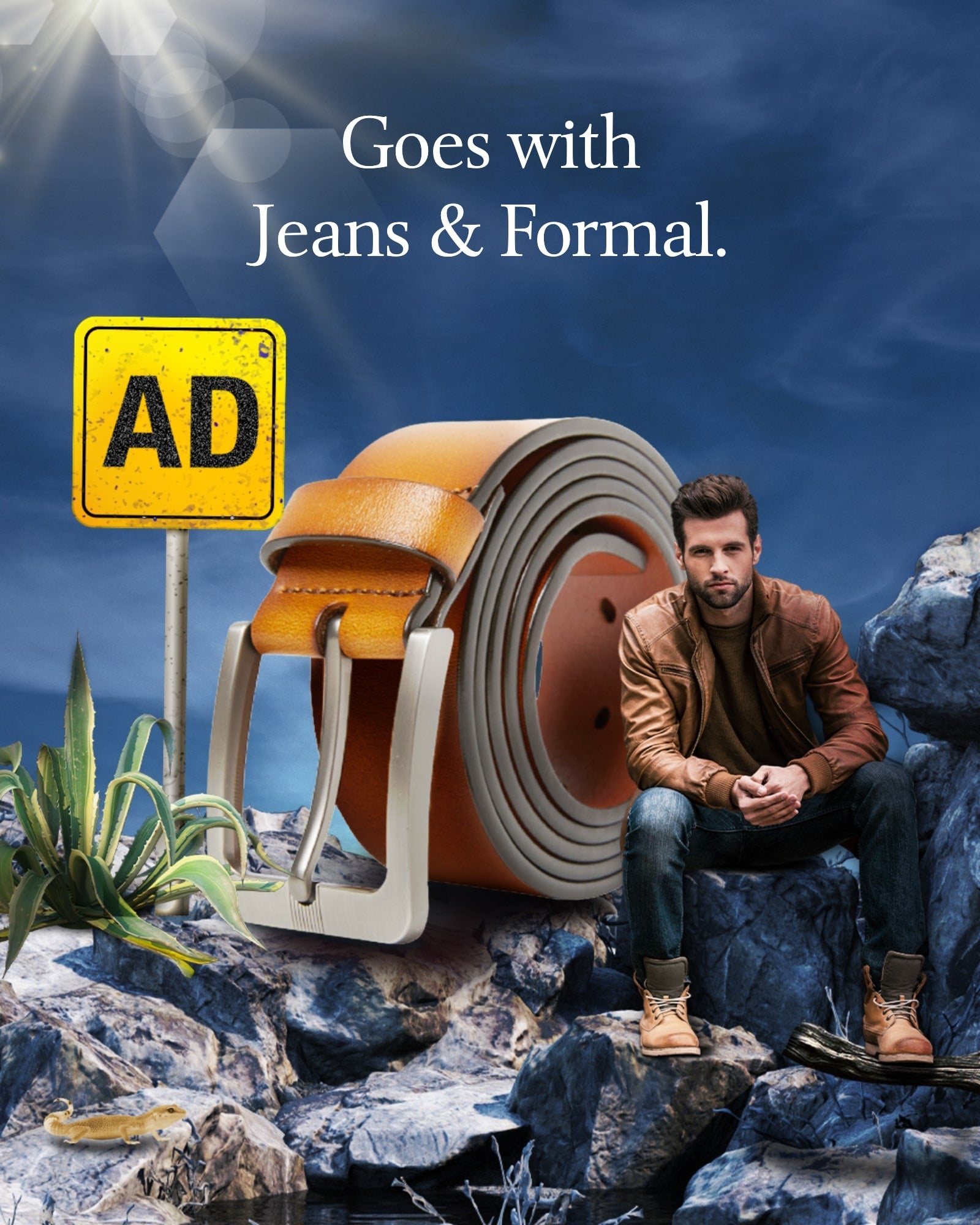 Wide Genuine Leather Belt