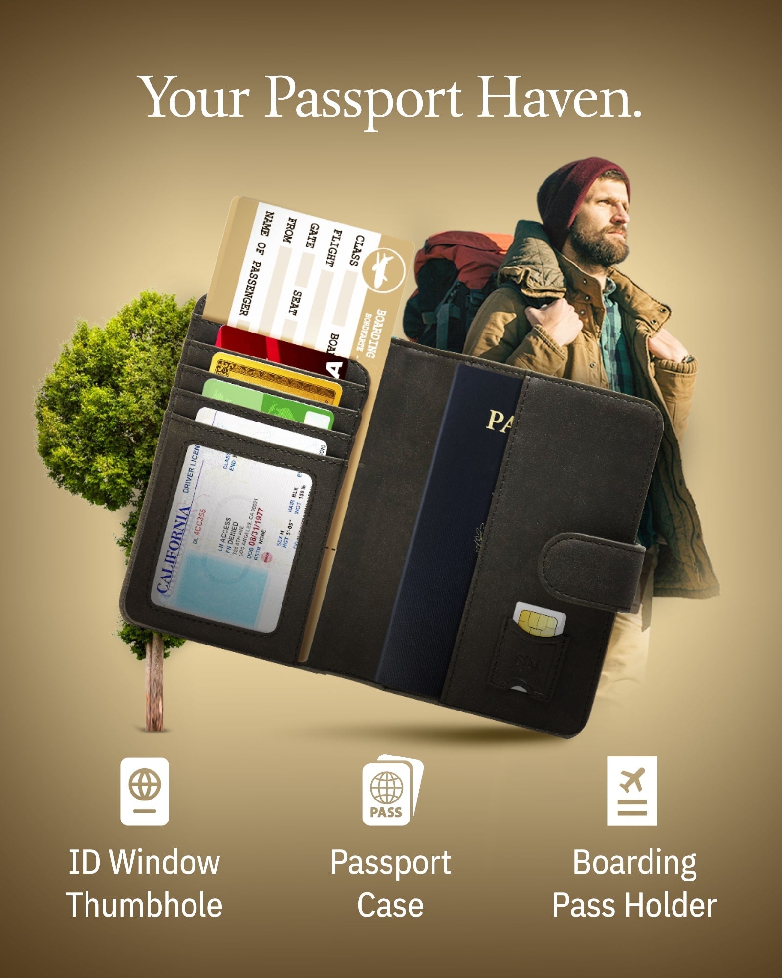 Vegan Leather RFID Passport Holder