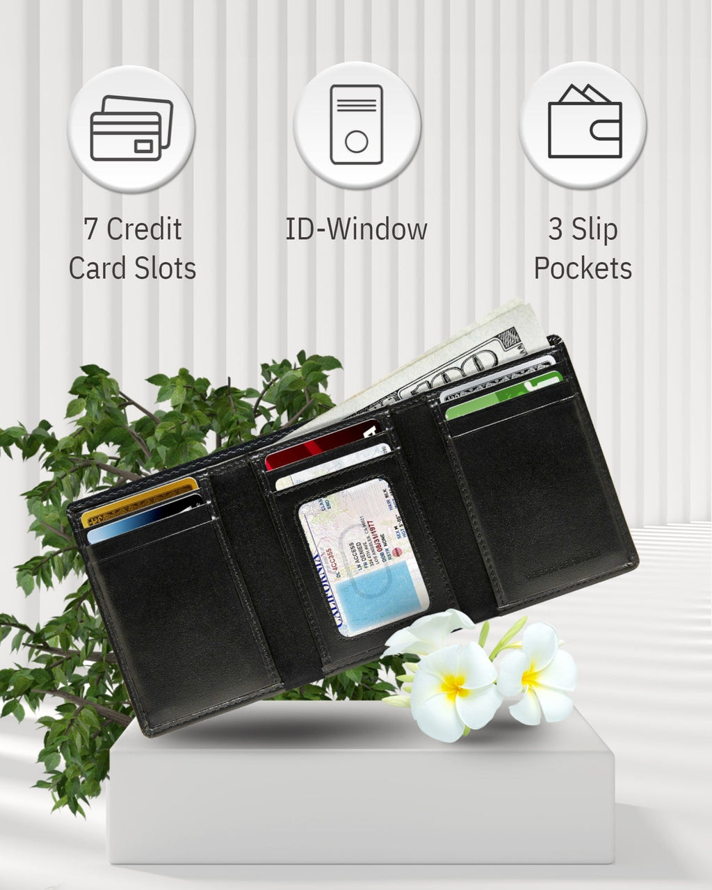 Vegan Leather Trifold Wallet