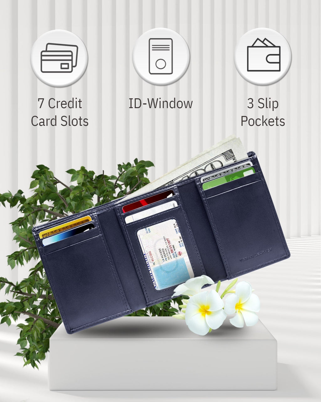 Vegan Leather Trifold Wallet