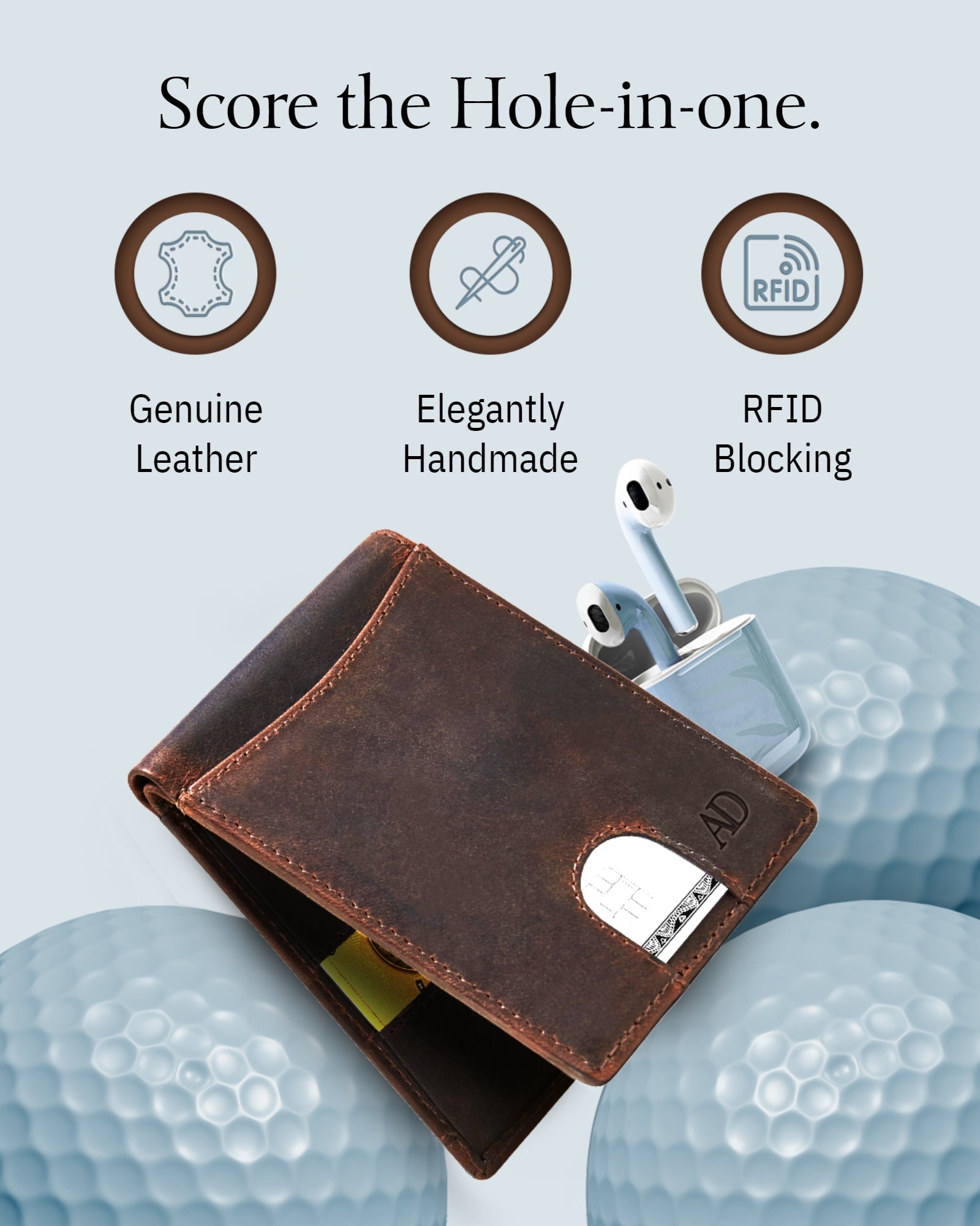 Full Grain Leather Pull-Strap Bifold Wallet
