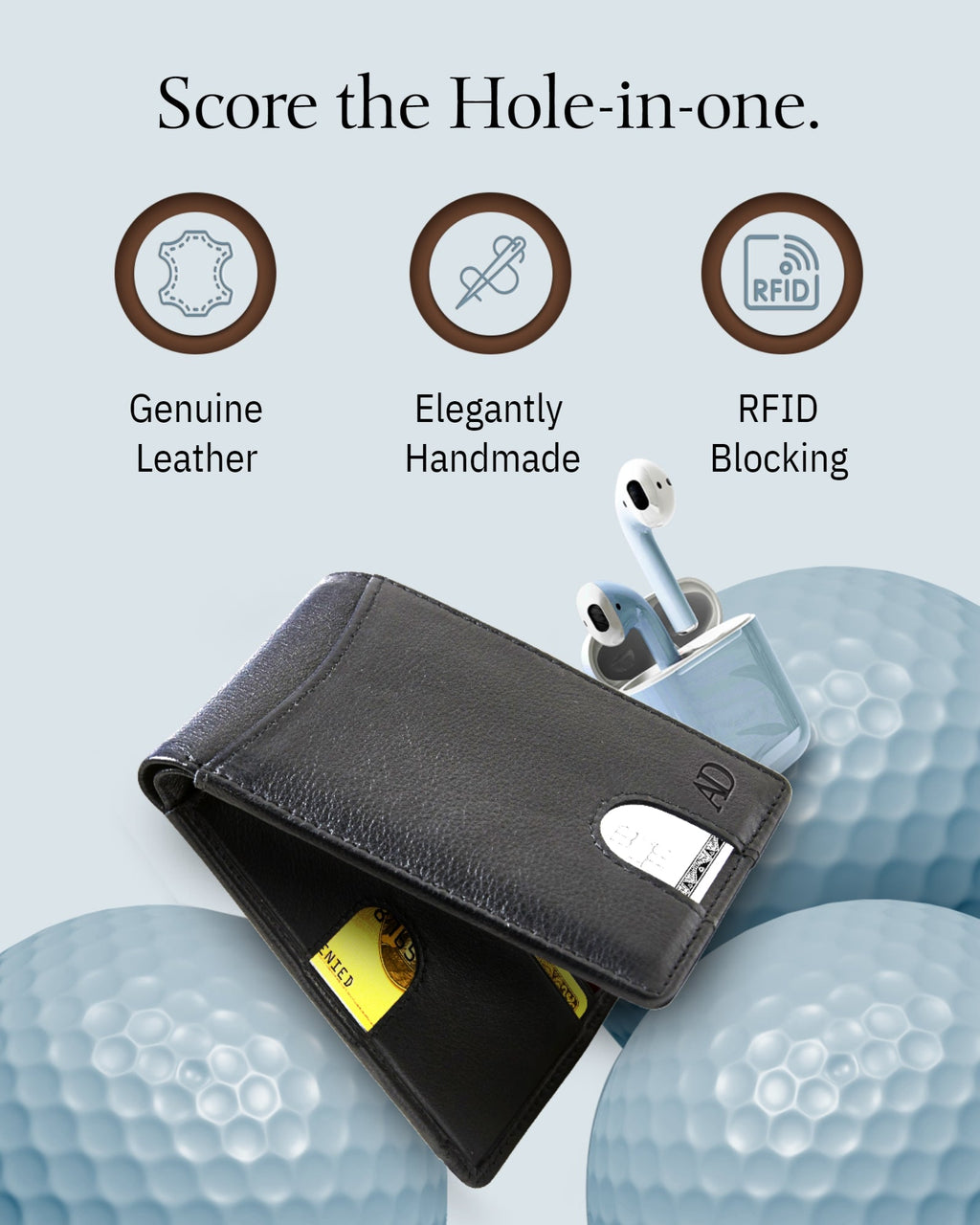 Full Grain Leather Pull-Strap Bifold Wallet