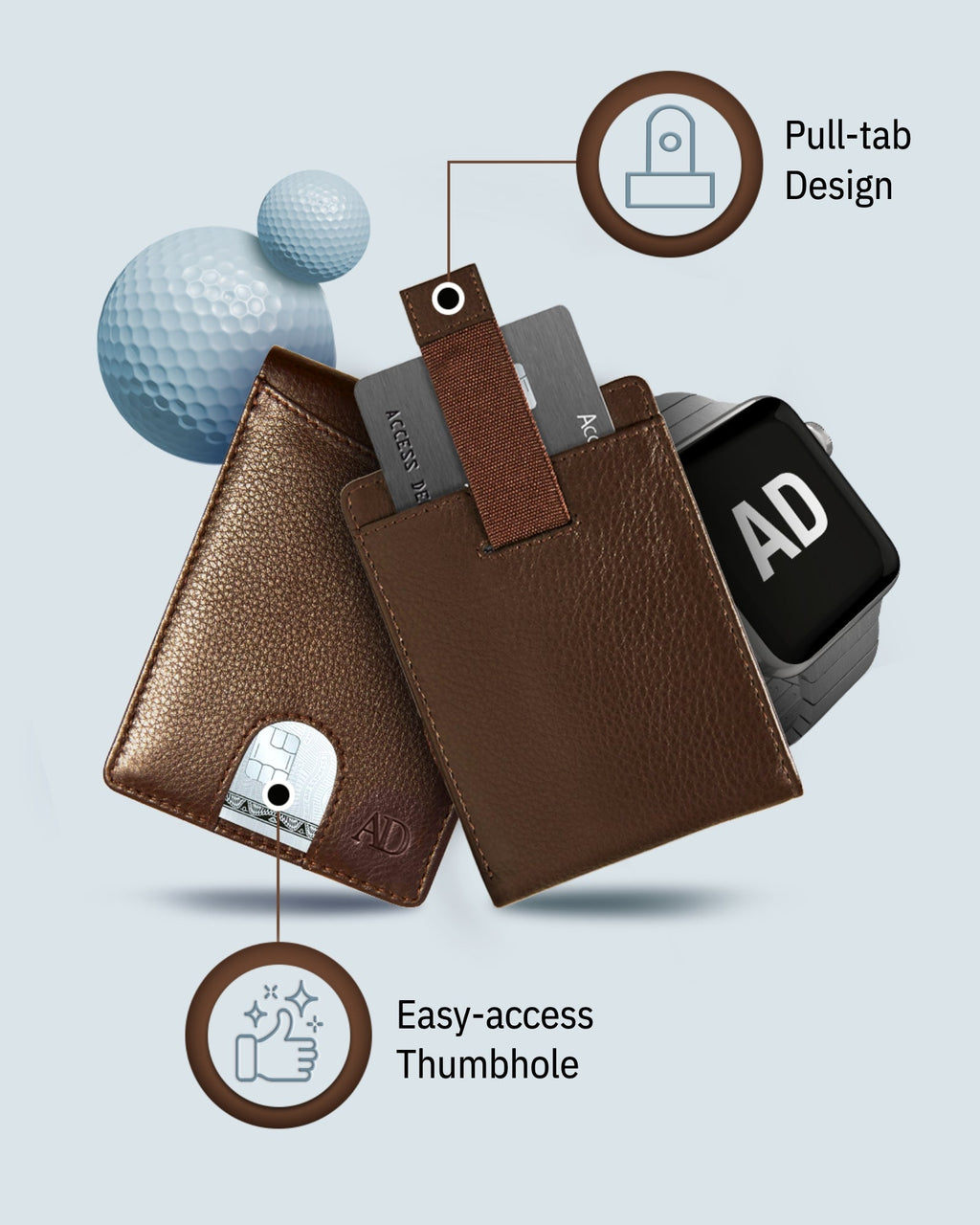 Full Grain Leather Pull-Strap Bifold Wallet