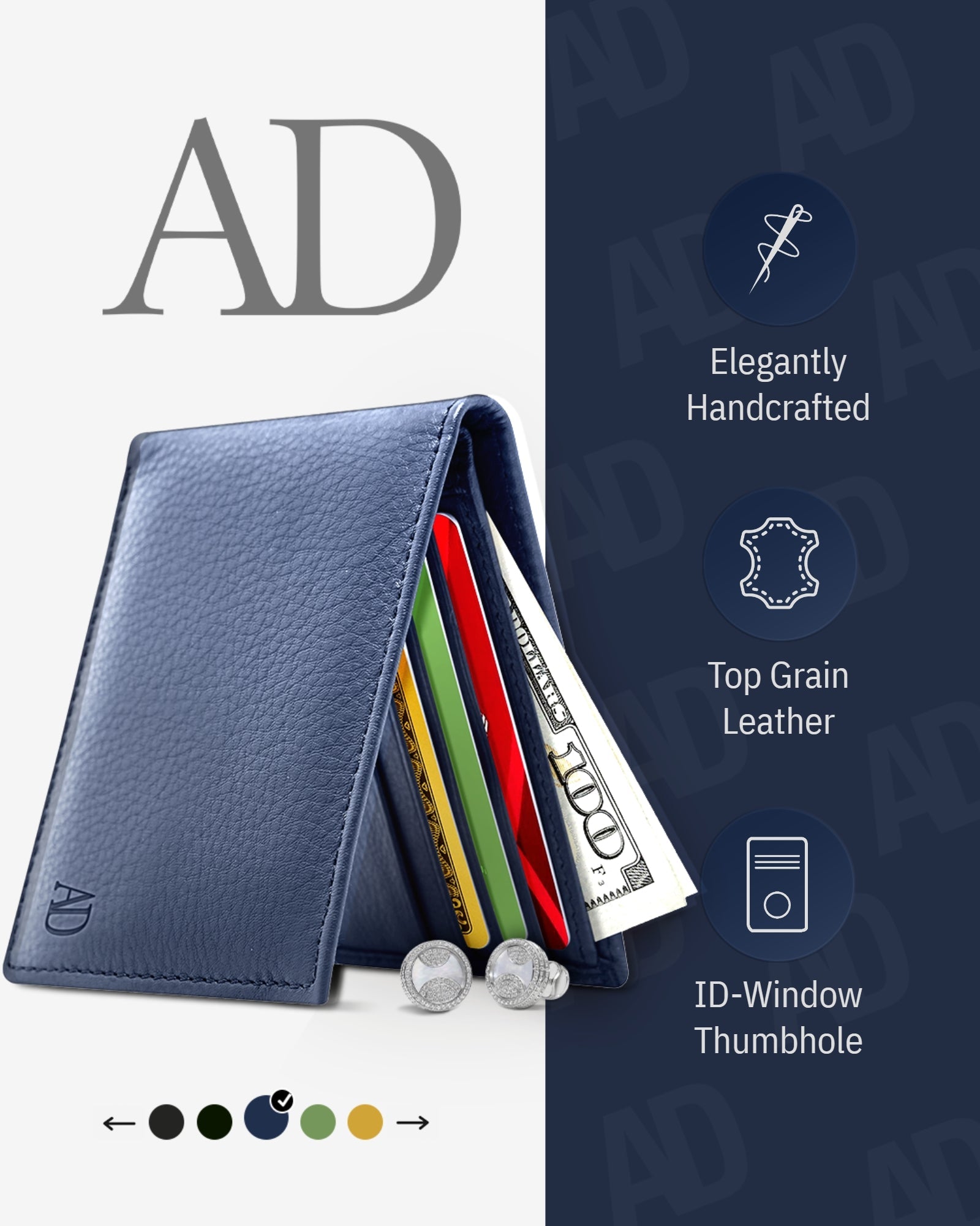 Slim Full Grain Leather Bifold Wallet