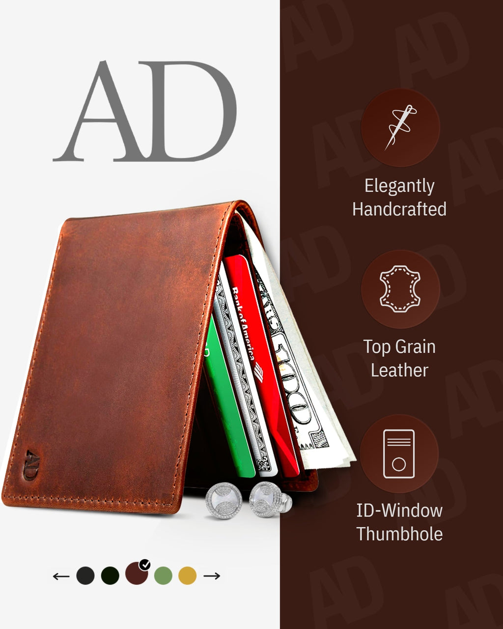 Slim Full Grain Leather Bifold Wallet