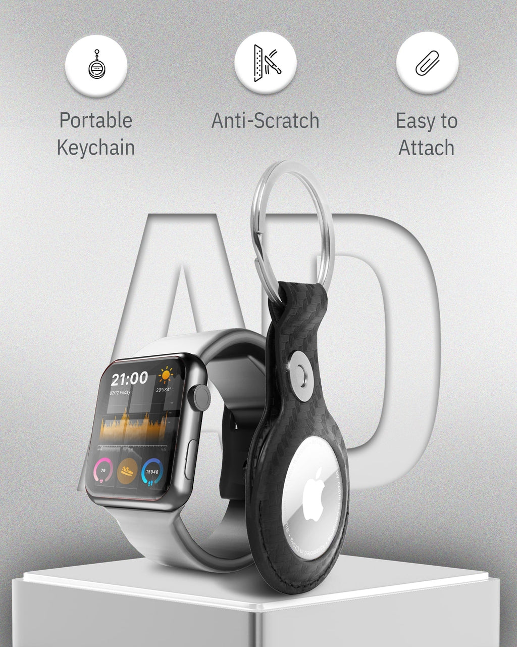 Genuine Leather Air Tag Keychain