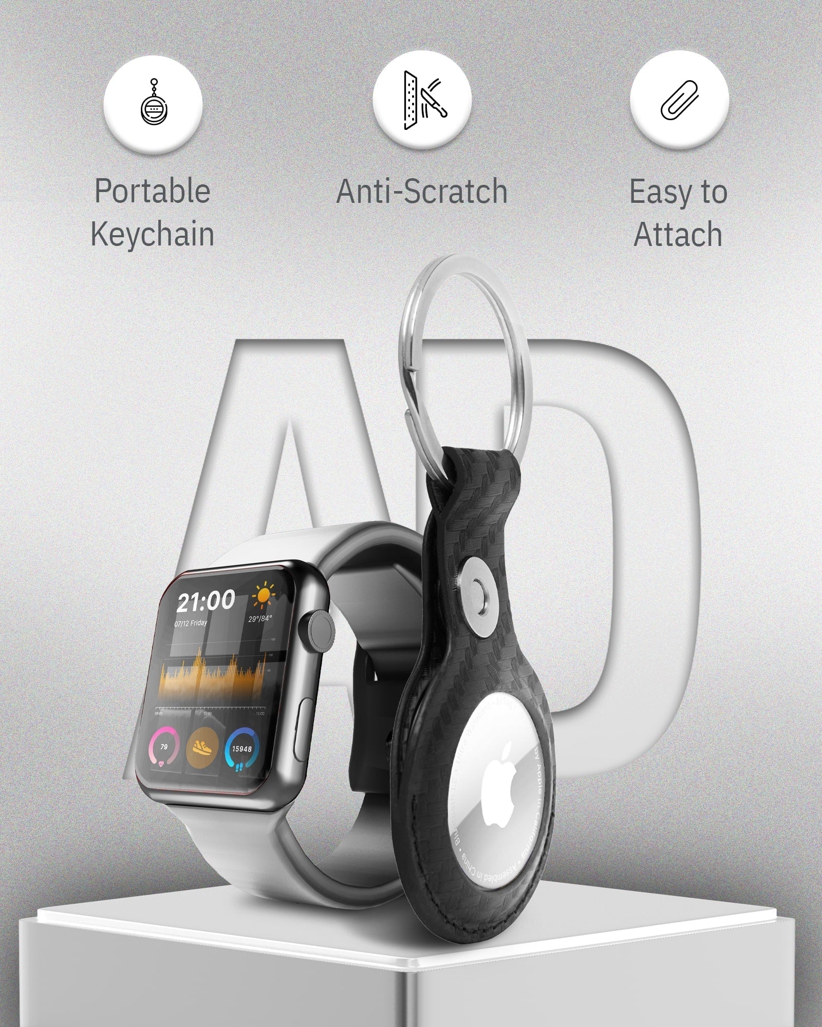 Genuine Leather Air Tag Keychain