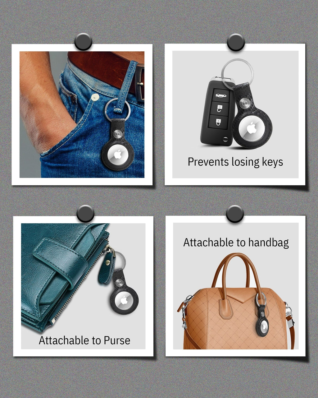 Genuine Leather Air Tag Keychain