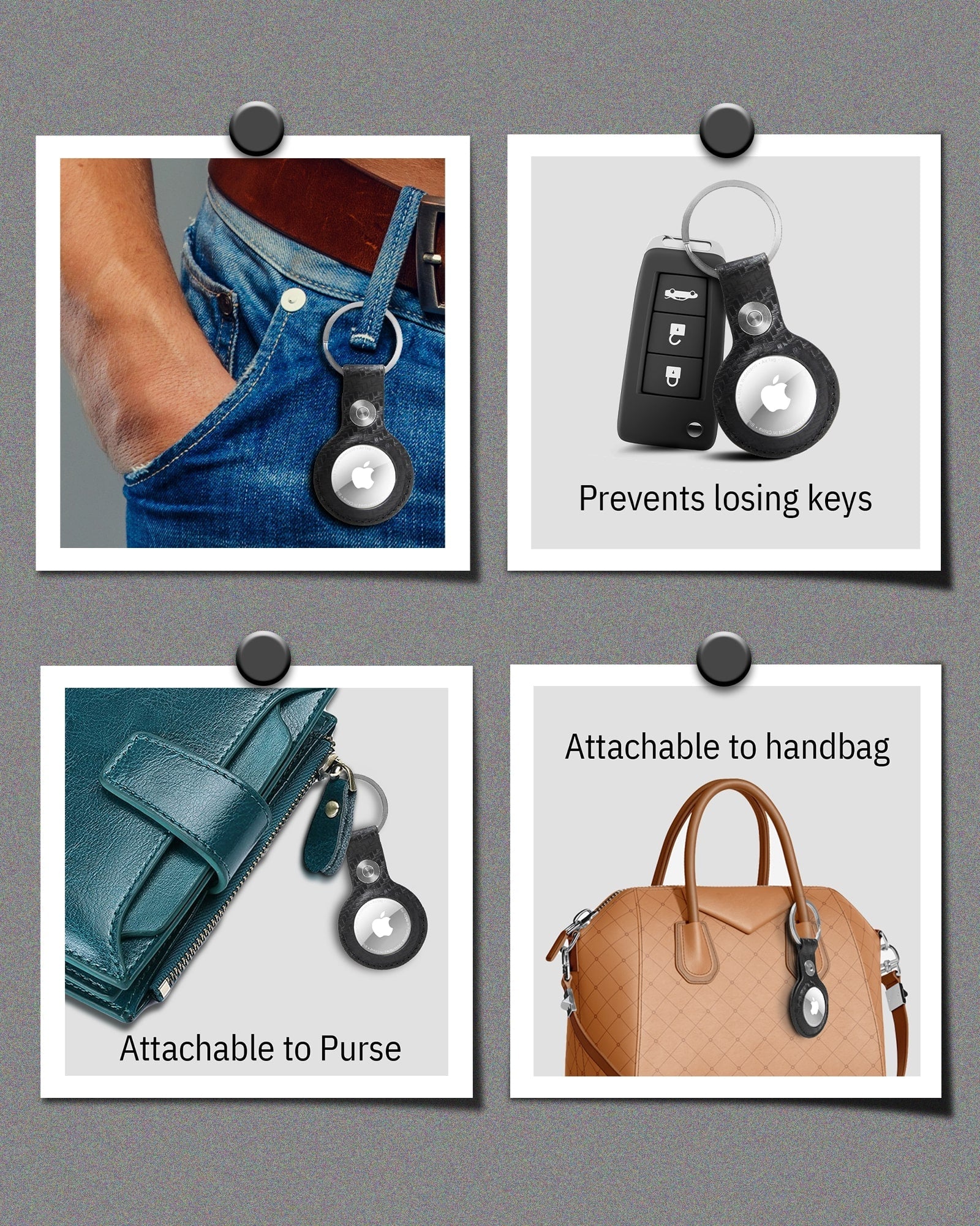 Genuine Leather Air Tag Keychain