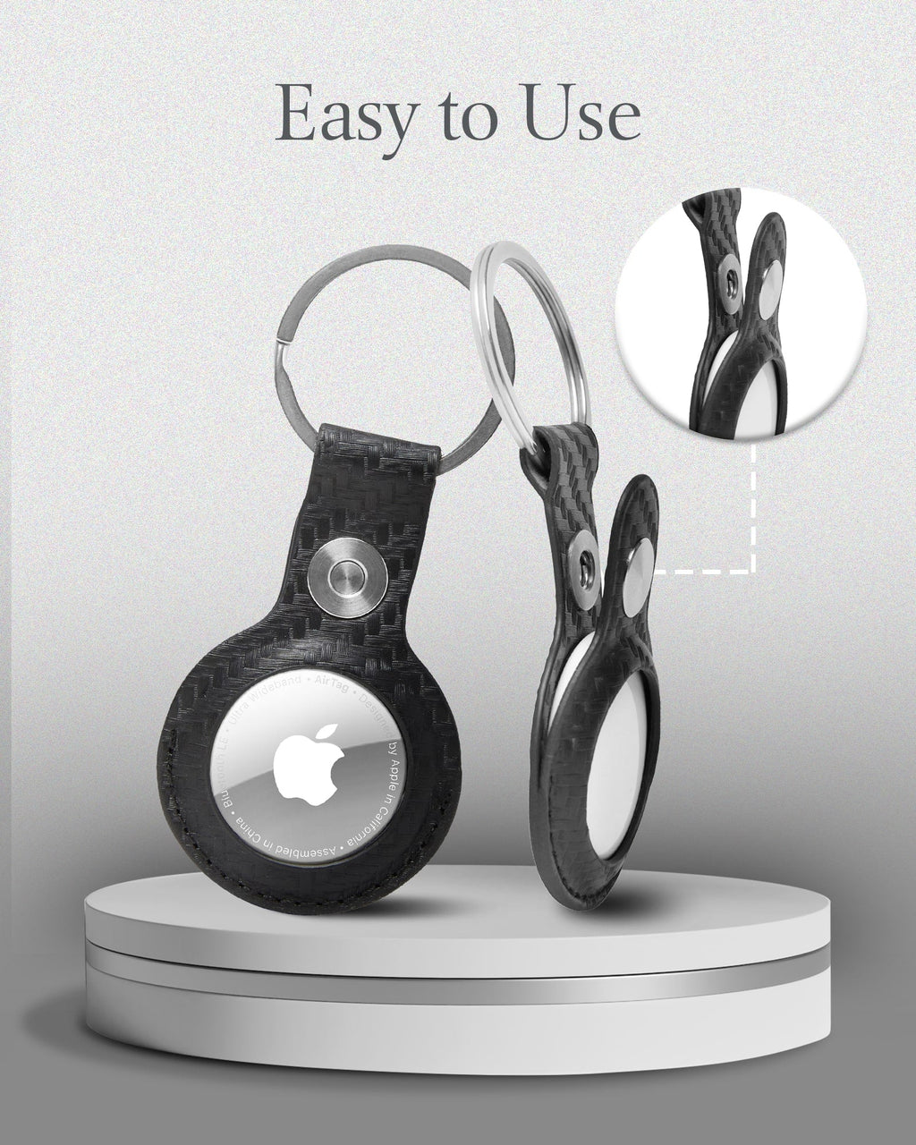 Genuine Leather Air Tag Keychain