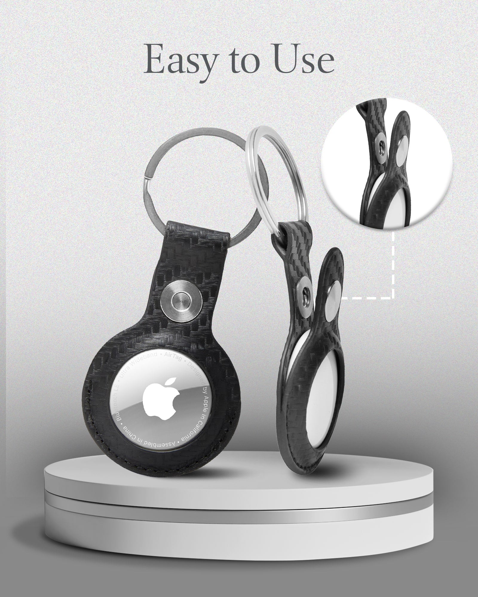 Genuine Leather Air Tag Keychain