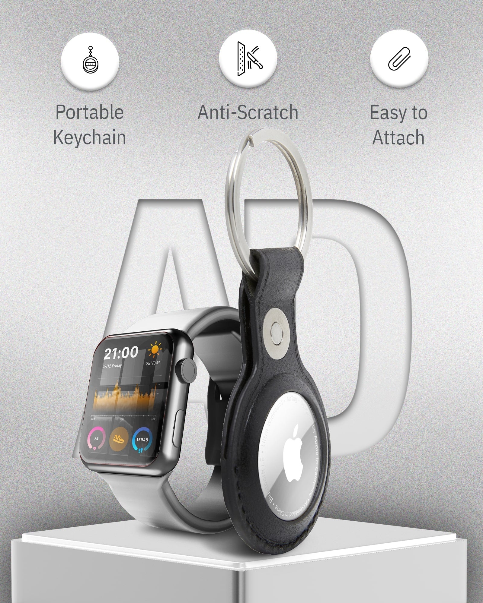 Genuine Leather Air Tag Keychain