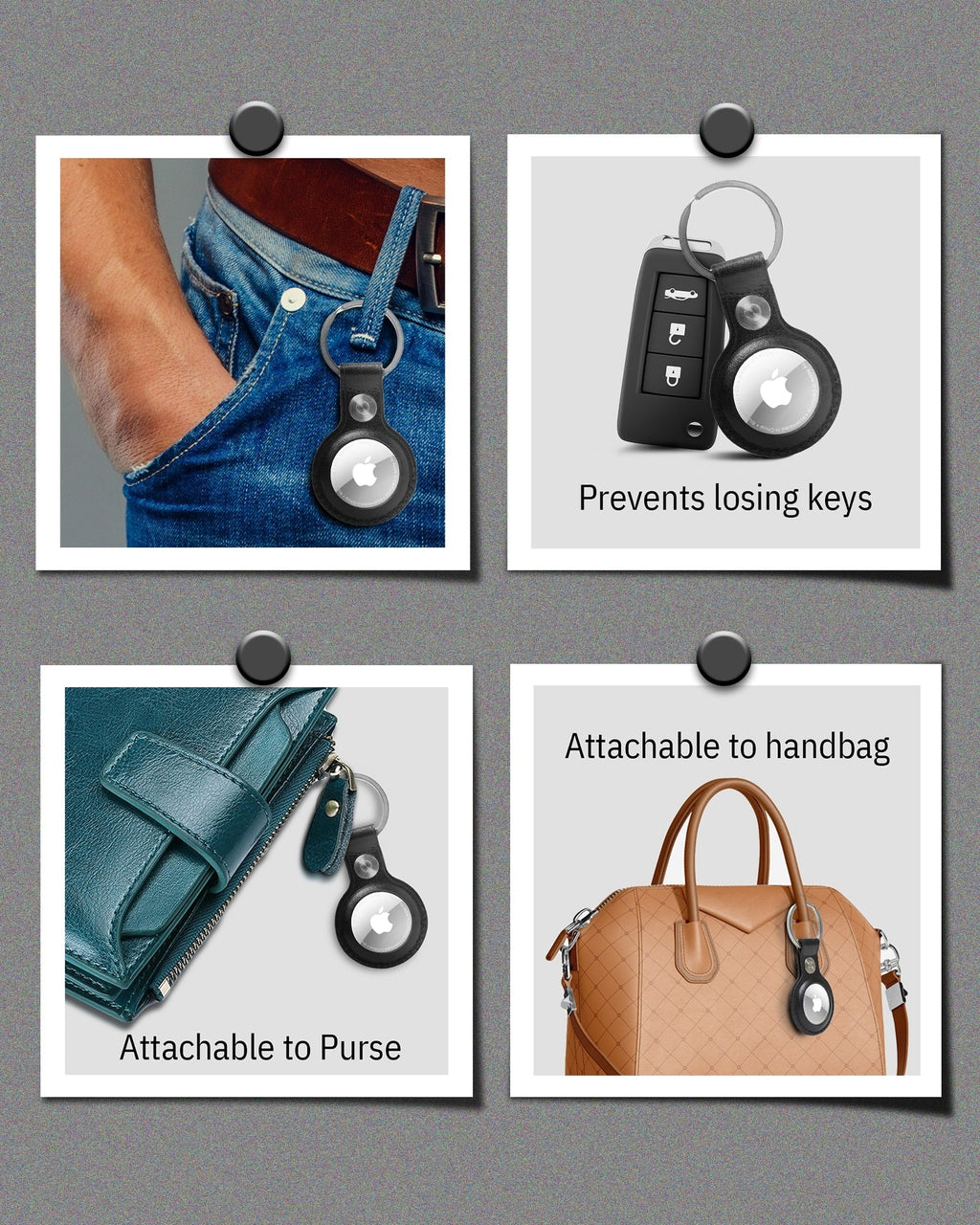 Genuine Leather Air Tag Keychain