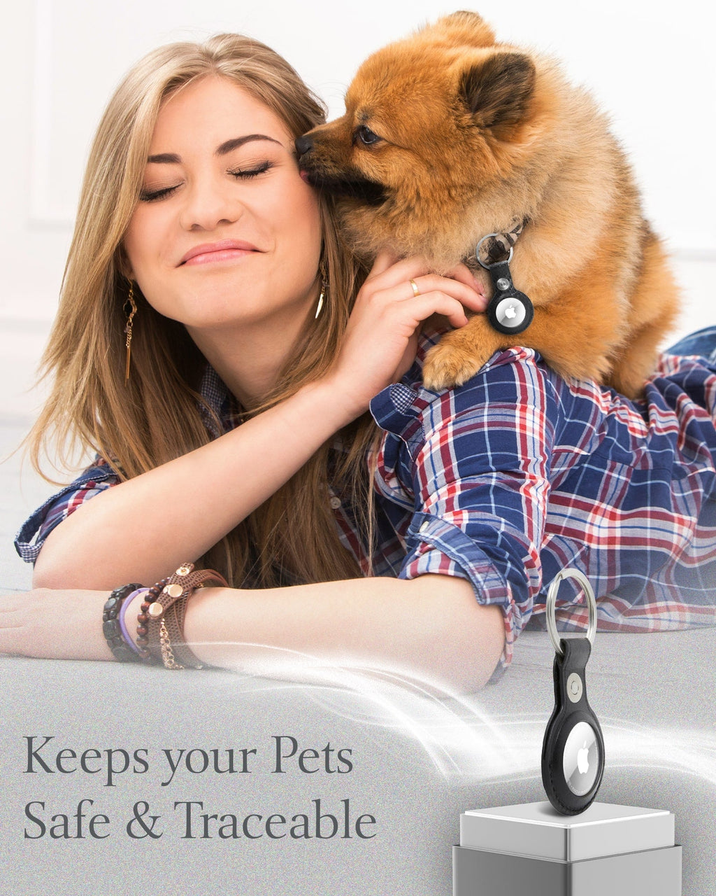 Genuine Leather Air Tag Keychain