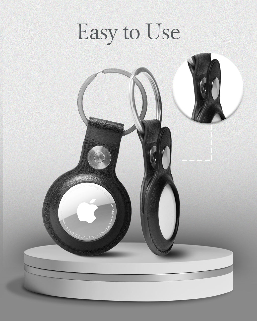 Genuine Leather Air Tag Keychain