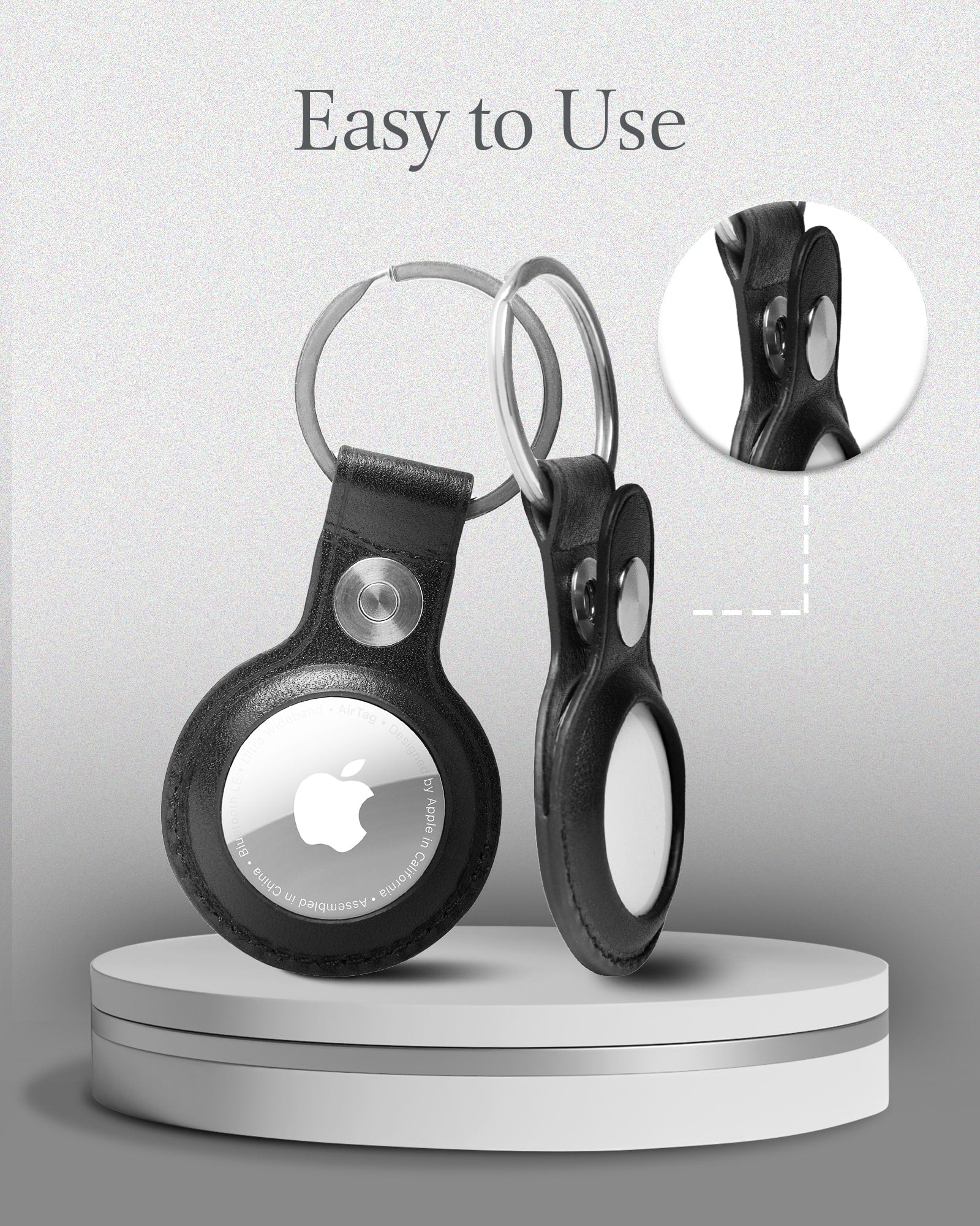 Genuine Leather Air Tag Keychain
