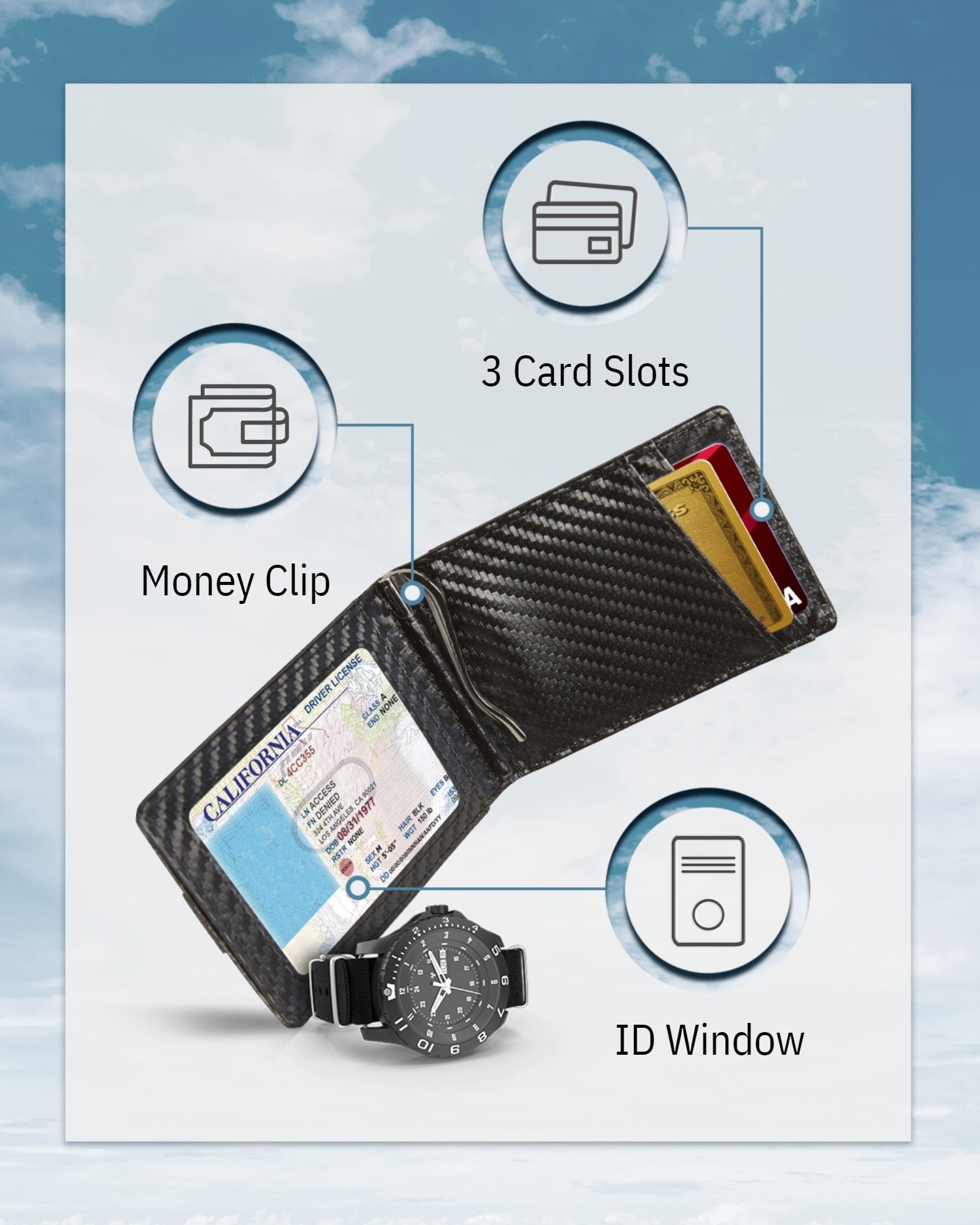 RFID Money Clip Bifold Wallet