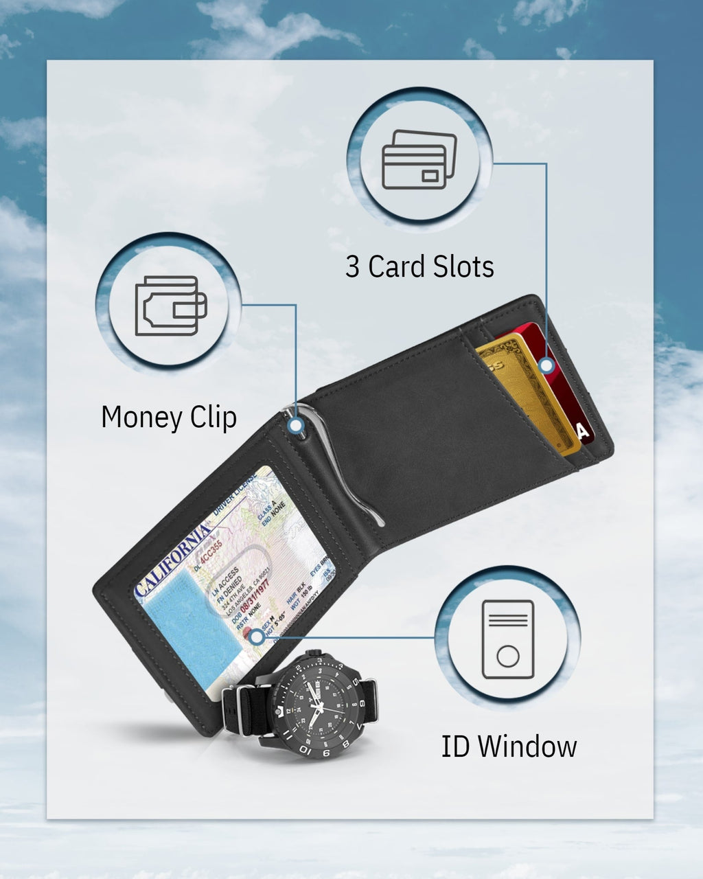 RFID Money Clip Bifold Wallet