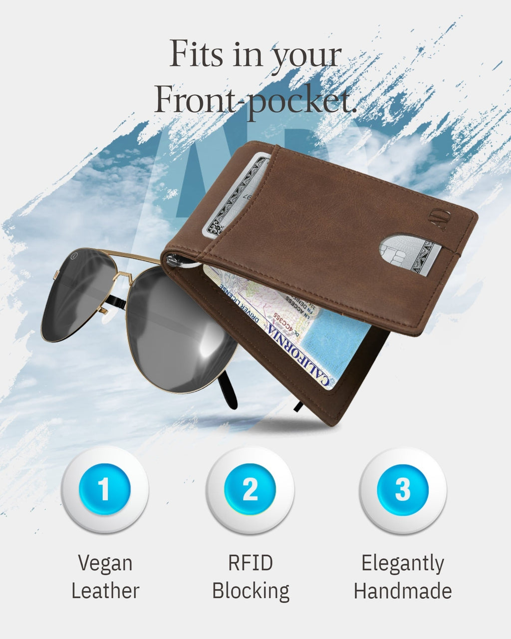 RFID Money Clip Bifold Wallet
