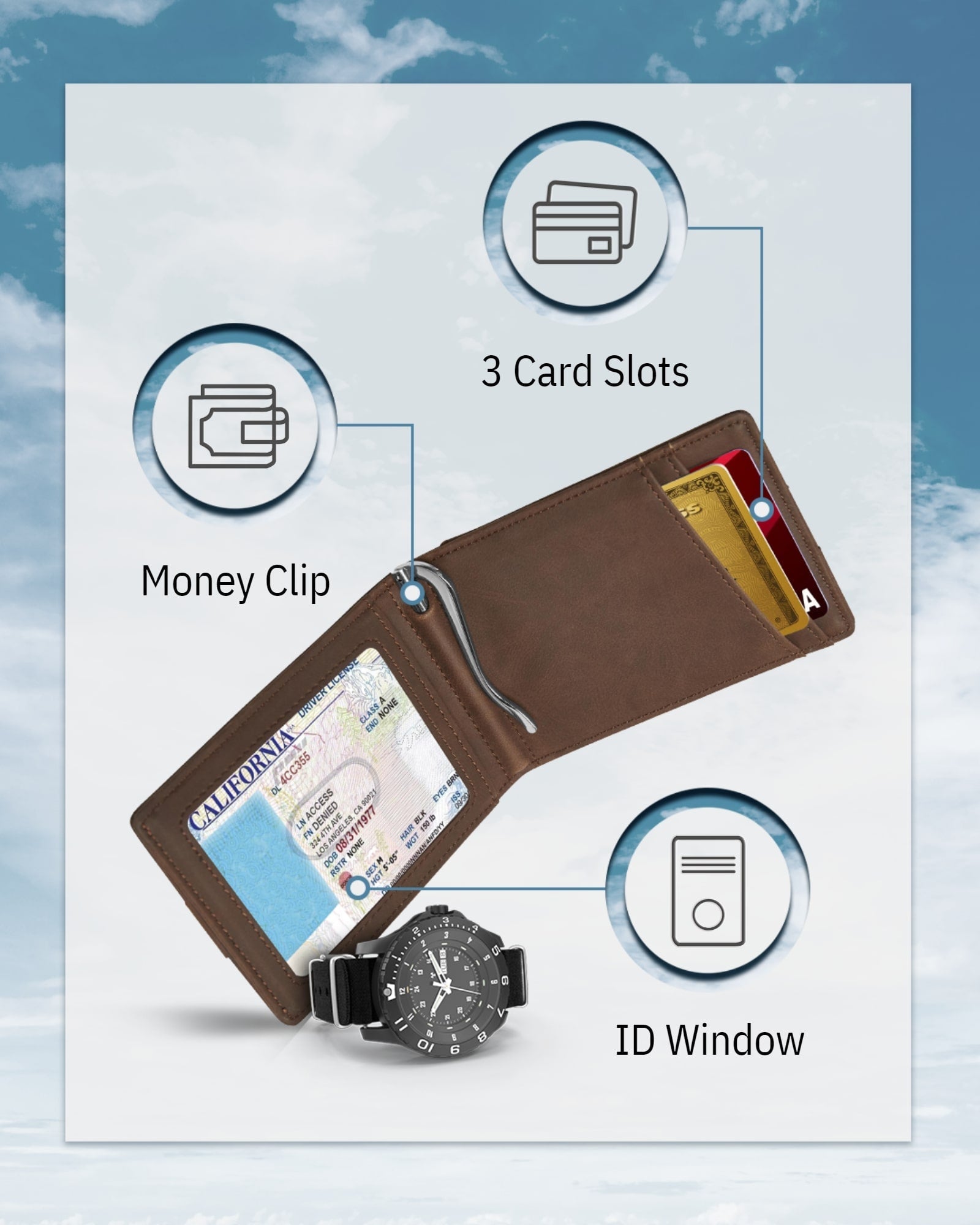 RFID Money Clip Bifold Wallet