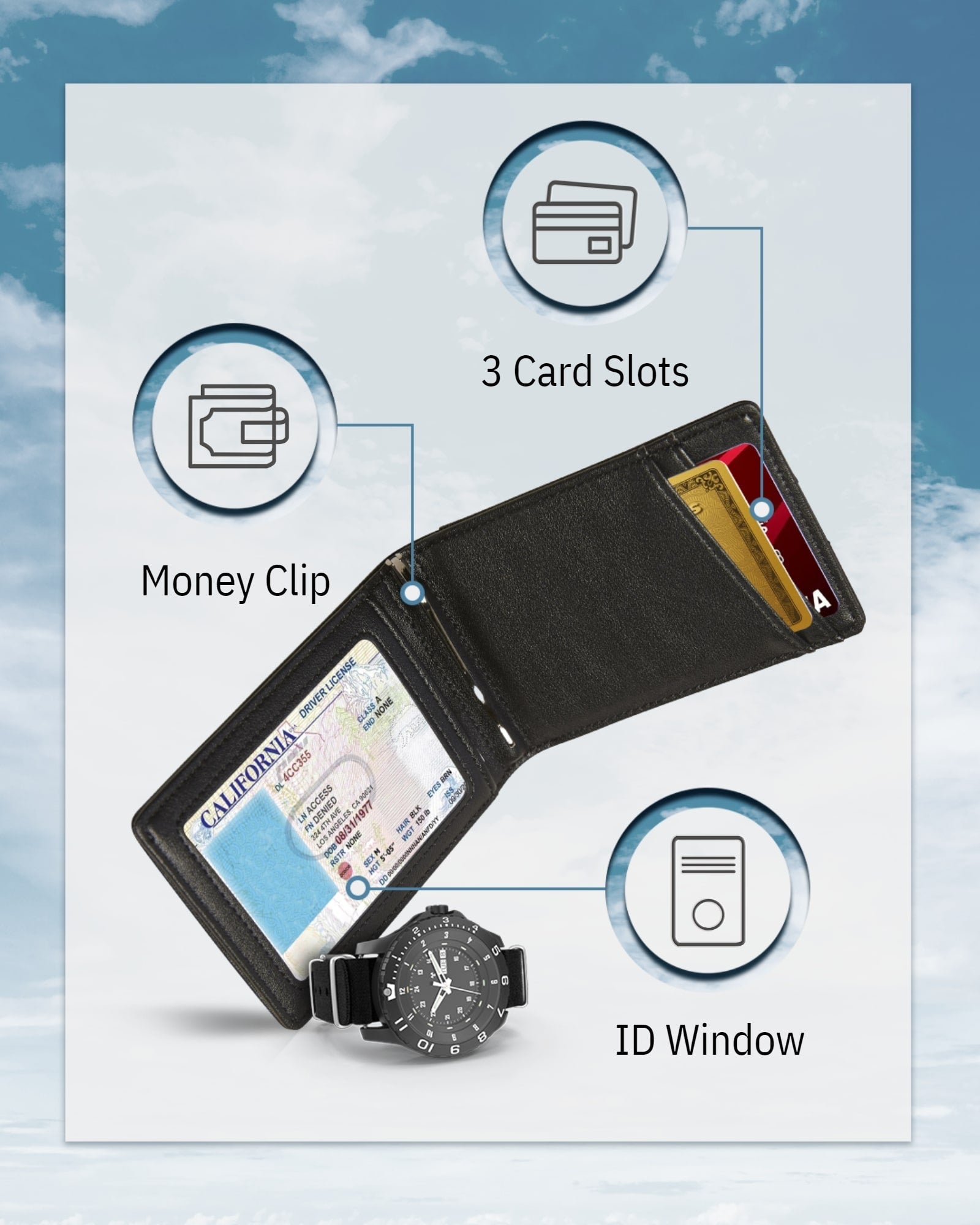 RFID Money Clip Bifold Wallet