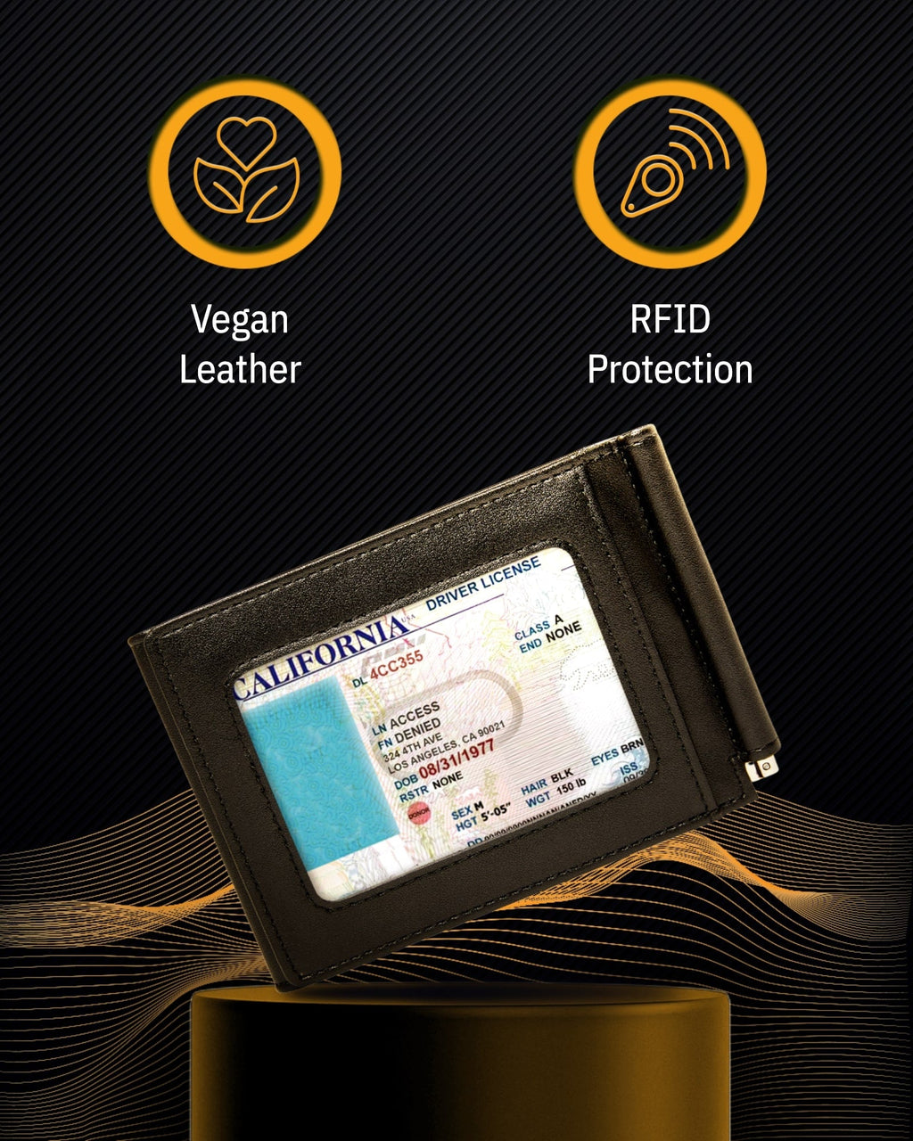 Vegan Leather Trifold Wallet with Money Clip