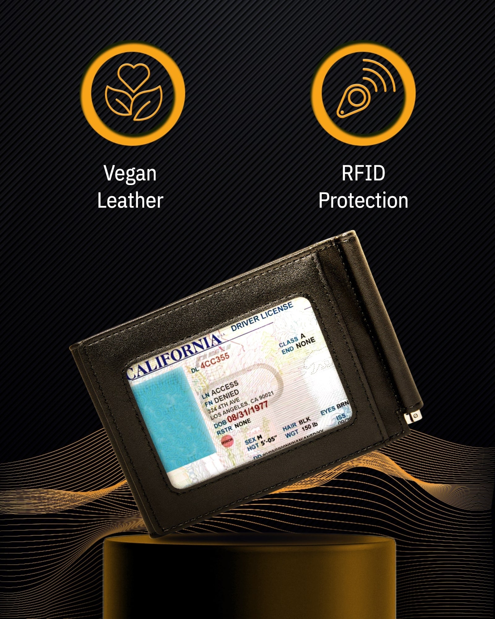 Vegan Leather Trifold Wallet with Money Clip